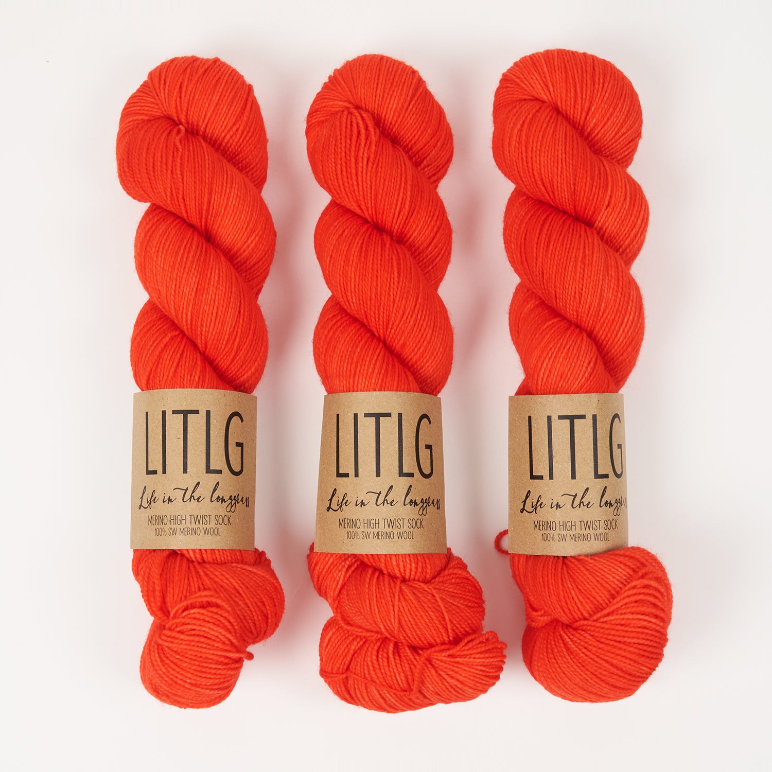 Life in The Long Grass HIGH TWIST SOCK - IGNITE Merino wool Fingering orange Yarn