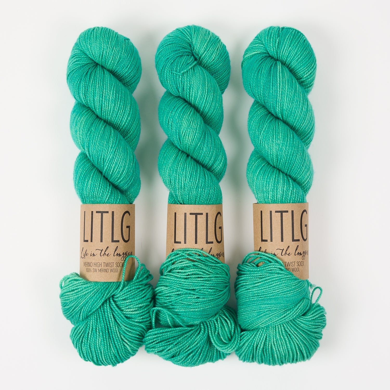 Life in The Long Grass HIGH TWIST SOCK - IONIA Merino wool Fingering green Yarn