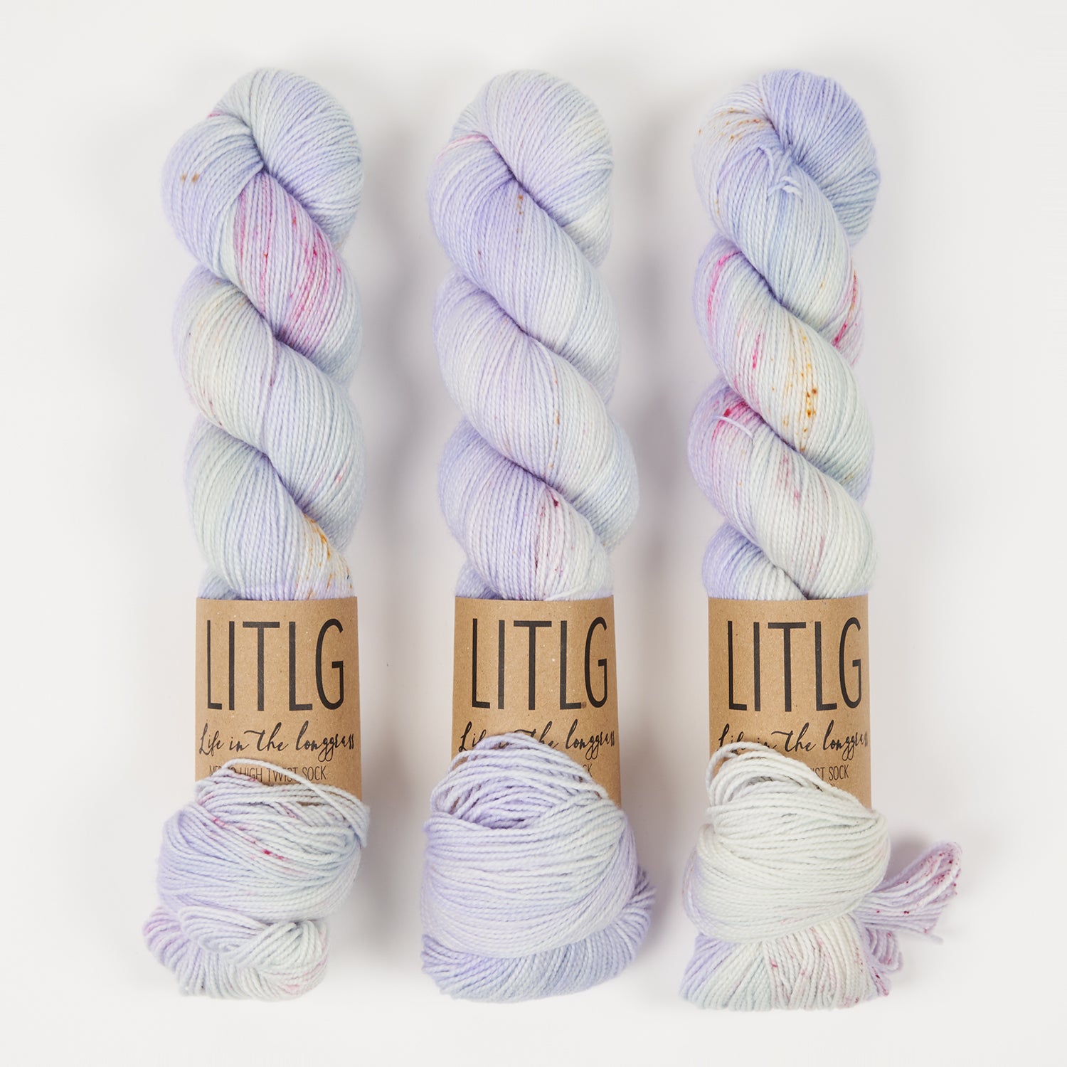 Life in The Long Grass HIGH TWIST SOCK - LAVENDER ICE Merino wool Fingering purple Yarn