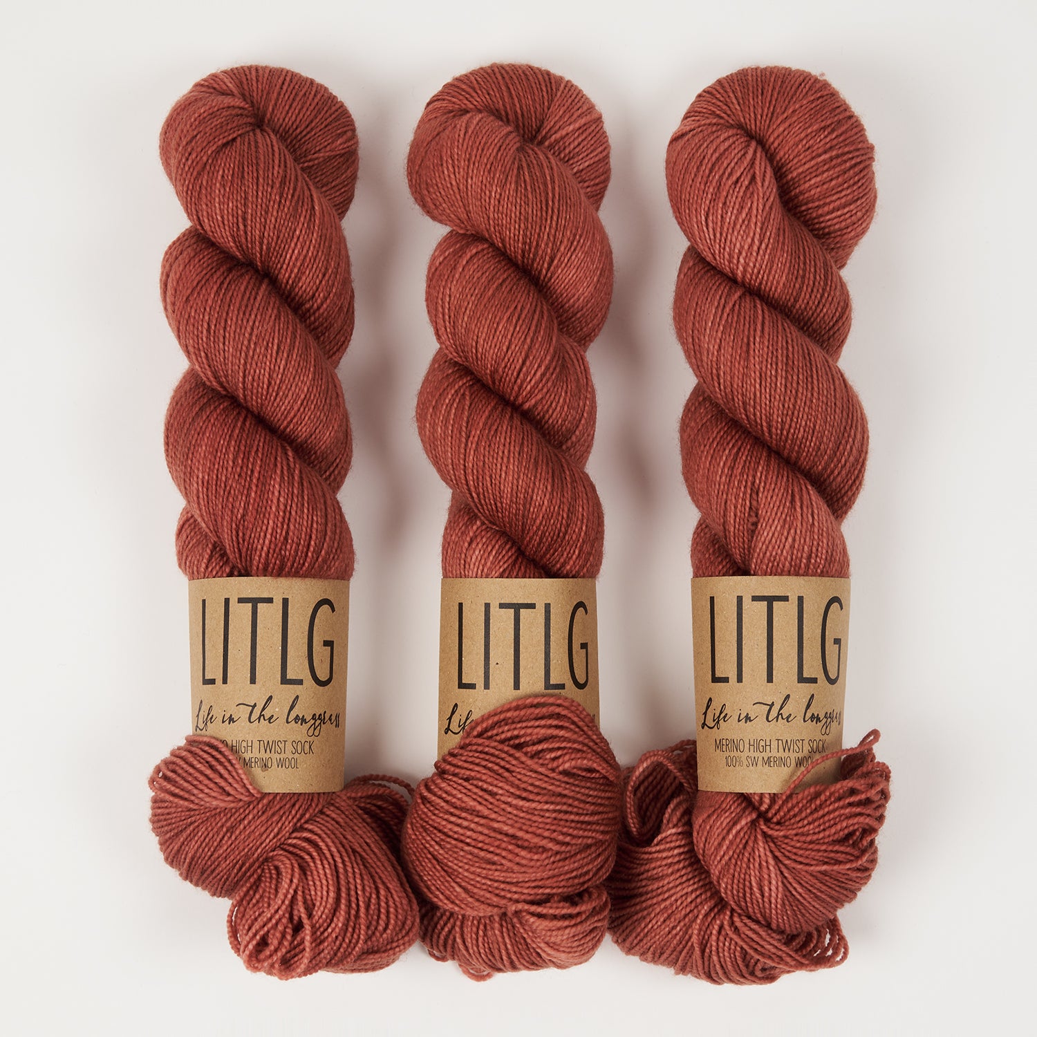 Life in The Long Grass HIGH TWIST SOCK - LOUNGE Merino wool Fingering orange red Yarn