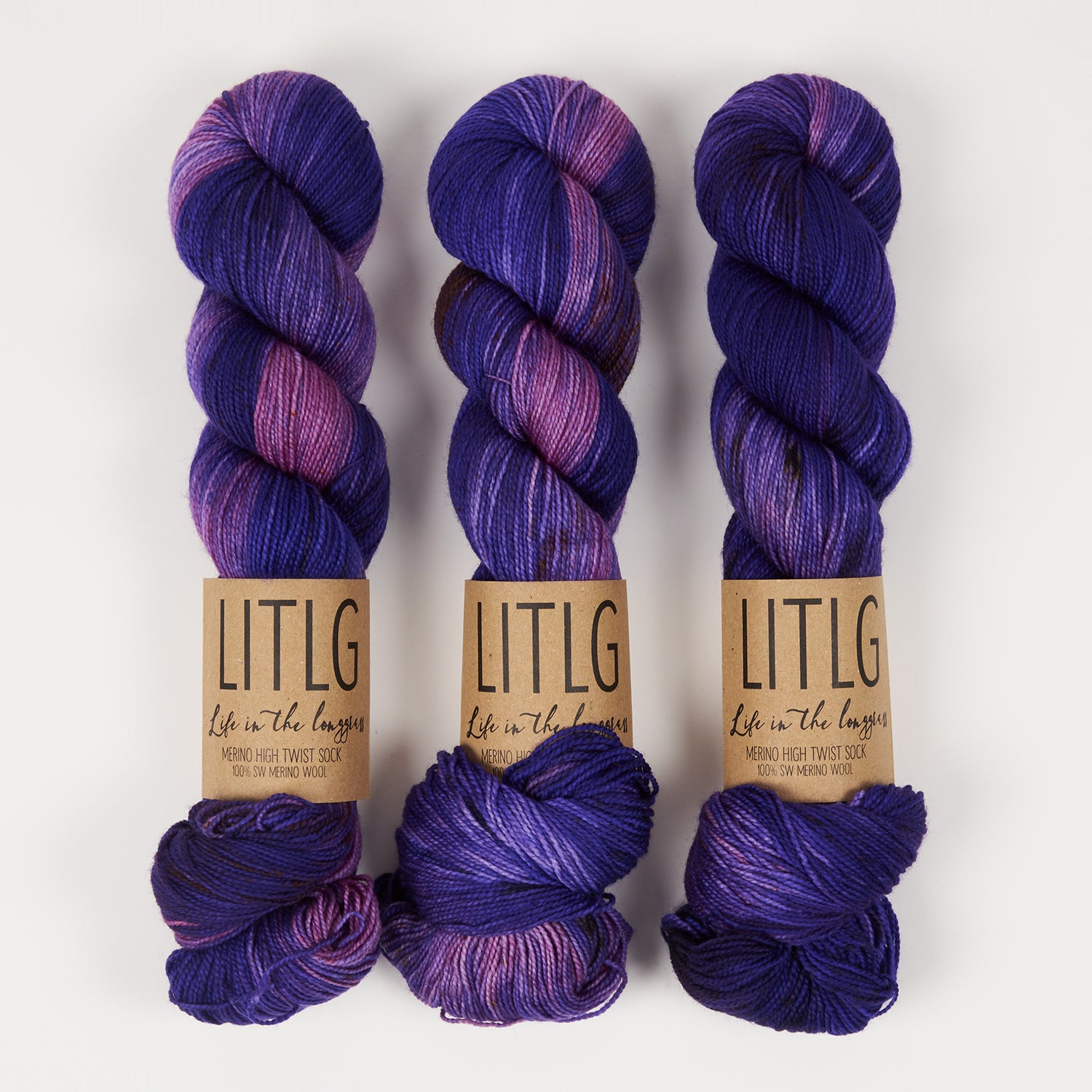 Life in The Long Grass HIGH TWIST SOCK - NOBLE Merino wool Fingering purple Yarn