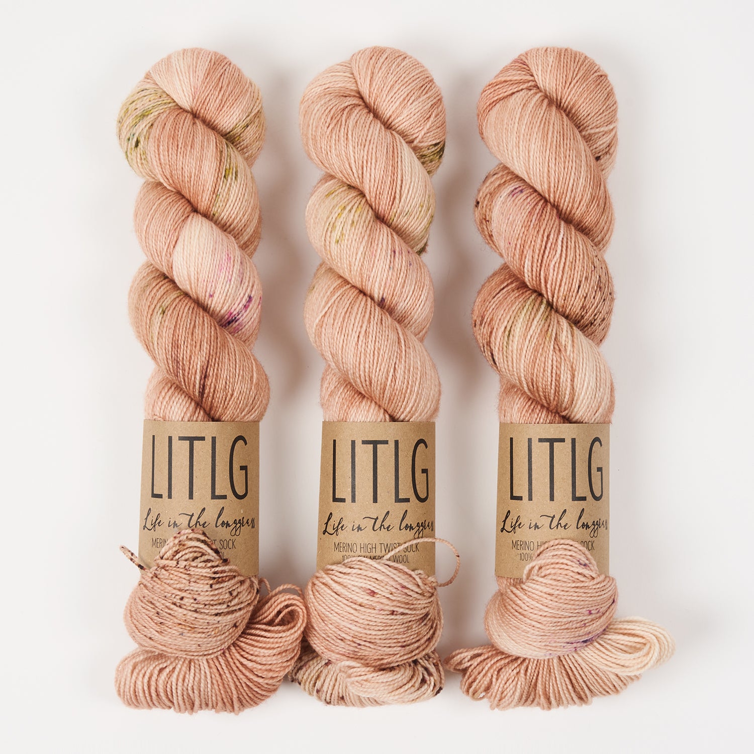 Life in The Long Grass HIGH TWIST SOCK - NOON Merino wool Fingering pink Yarn