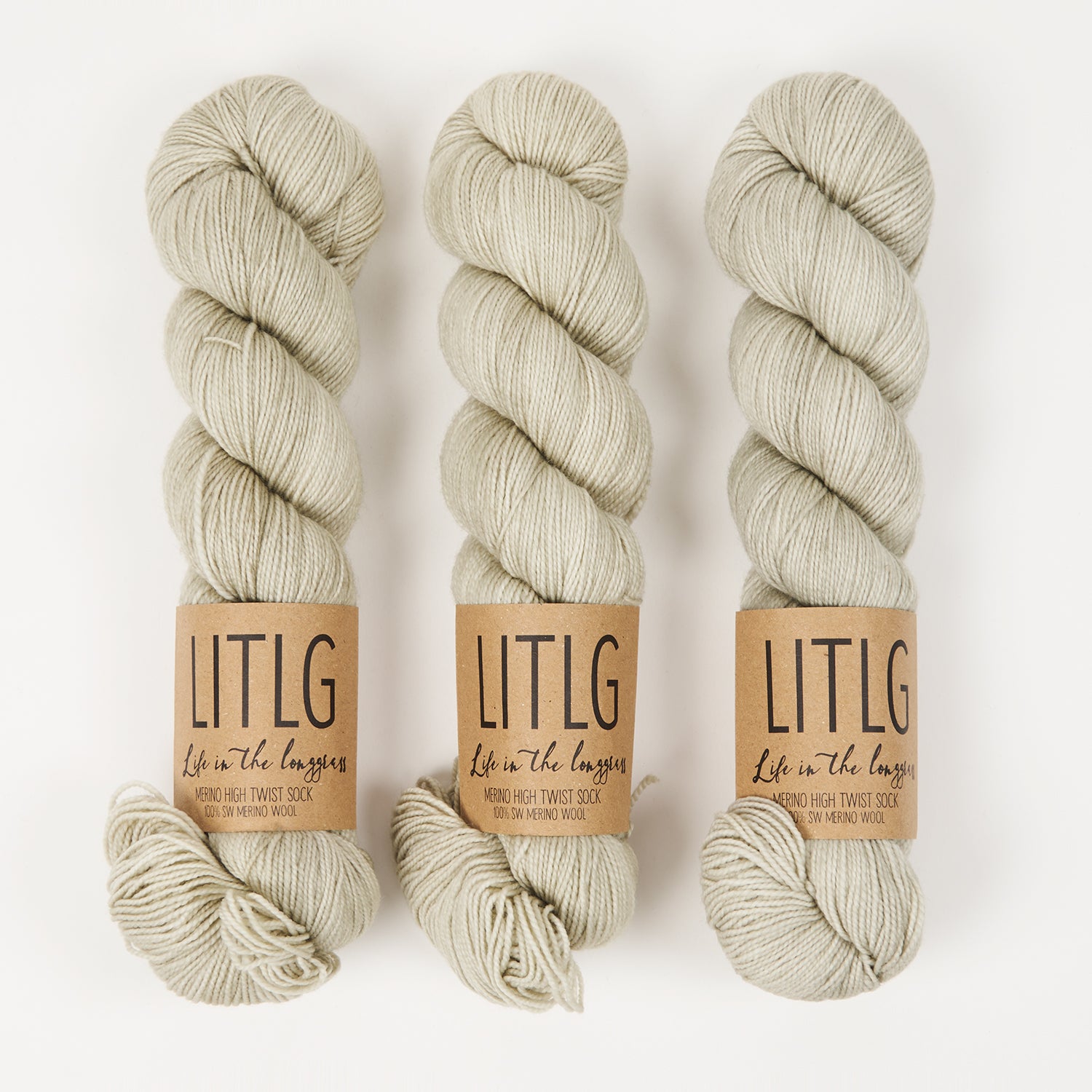 Life in The Long Grass HIGH TWIST SOCK - OYSTER Merino wool Fingering grey Yarn