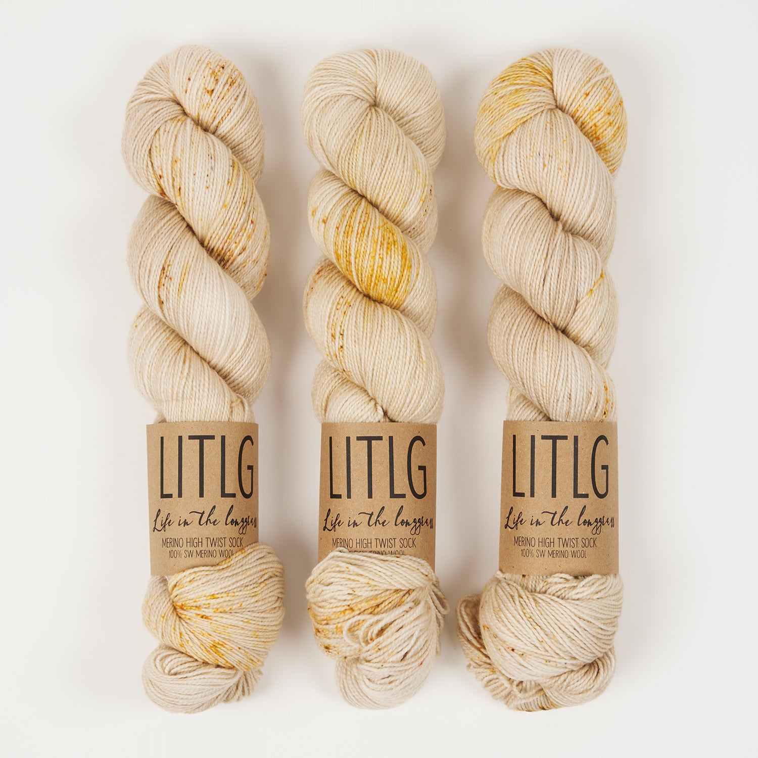 Life in The Long Grass HIGH TWIST SOCK - PARCHMENT Merino wool Fingering beige Yarn
