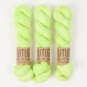 Life in The Long Grass HIGH TWIST SOCK - PARTICLE Merino wool Fingering neon green Yarn