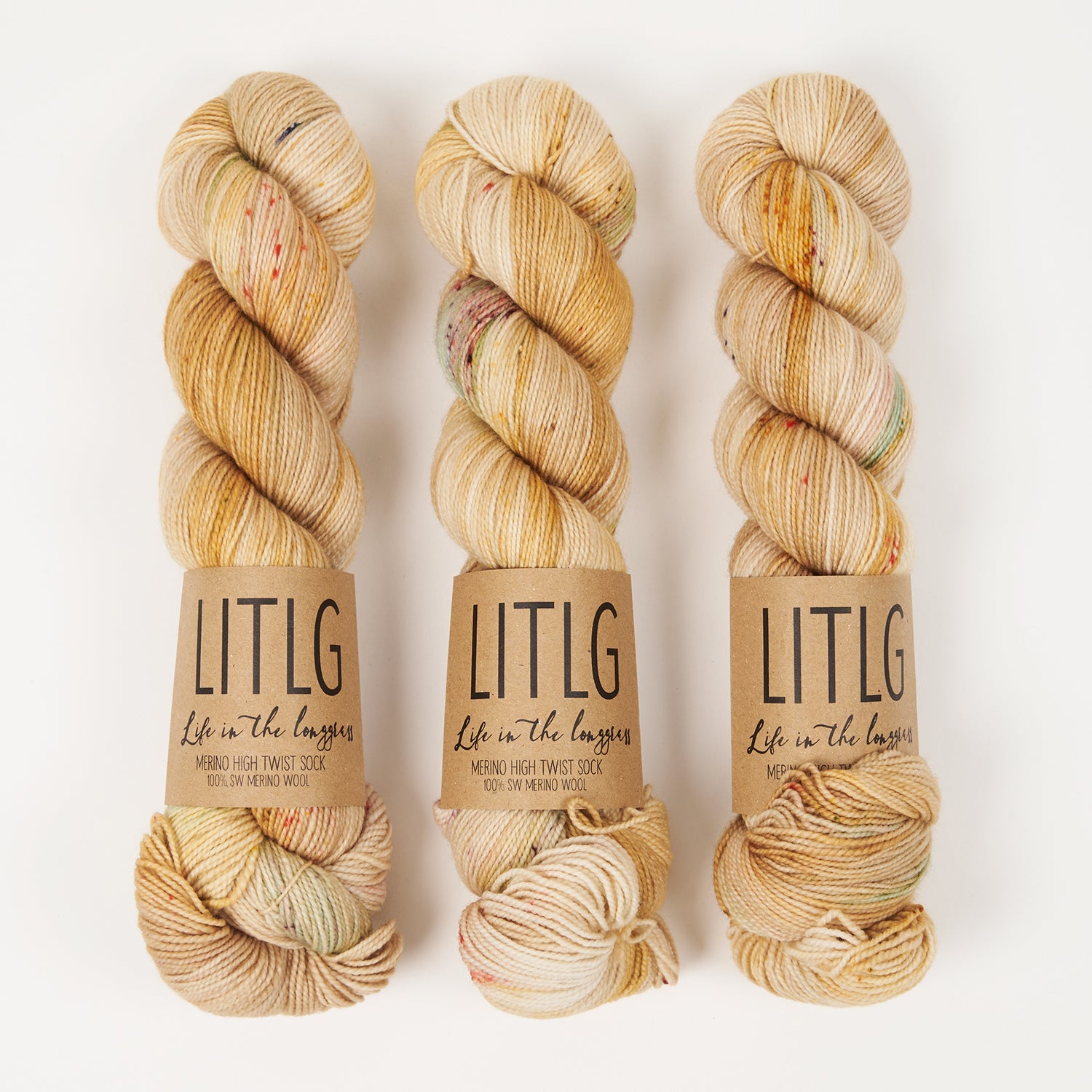 Life in The Long Grass HIGH TWIST SOCK - POLLENATE Merino wool Fingering beige Yarn