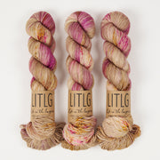 Life in The Long Grass HIGH TWIST SOCK - ROSEGOLD Merino wool Fingering beige pink Yarn