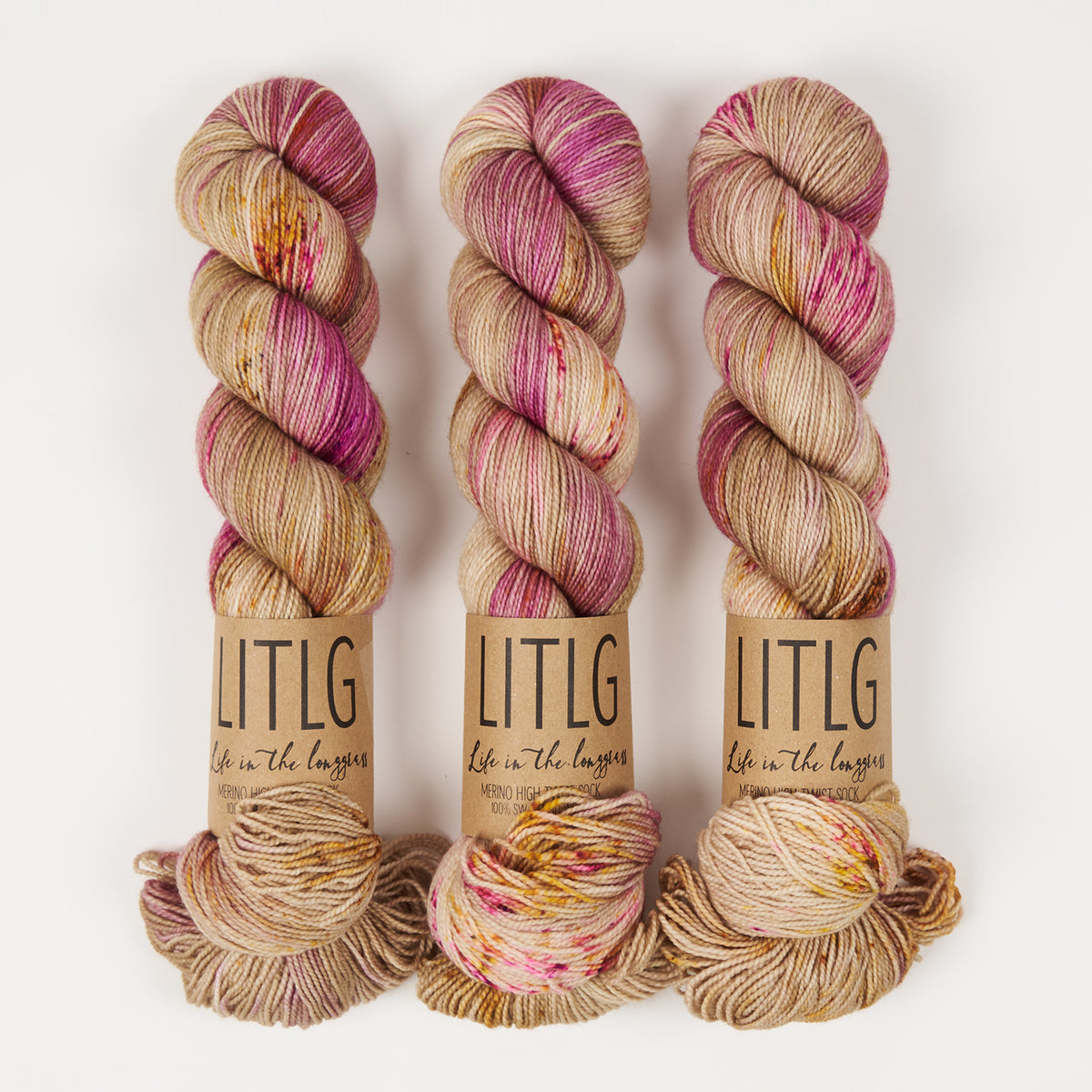 Life in The Long Grass HIGH TWIST SOCK - ROSEGOLD Merino wool Fingering beige pink Yarn