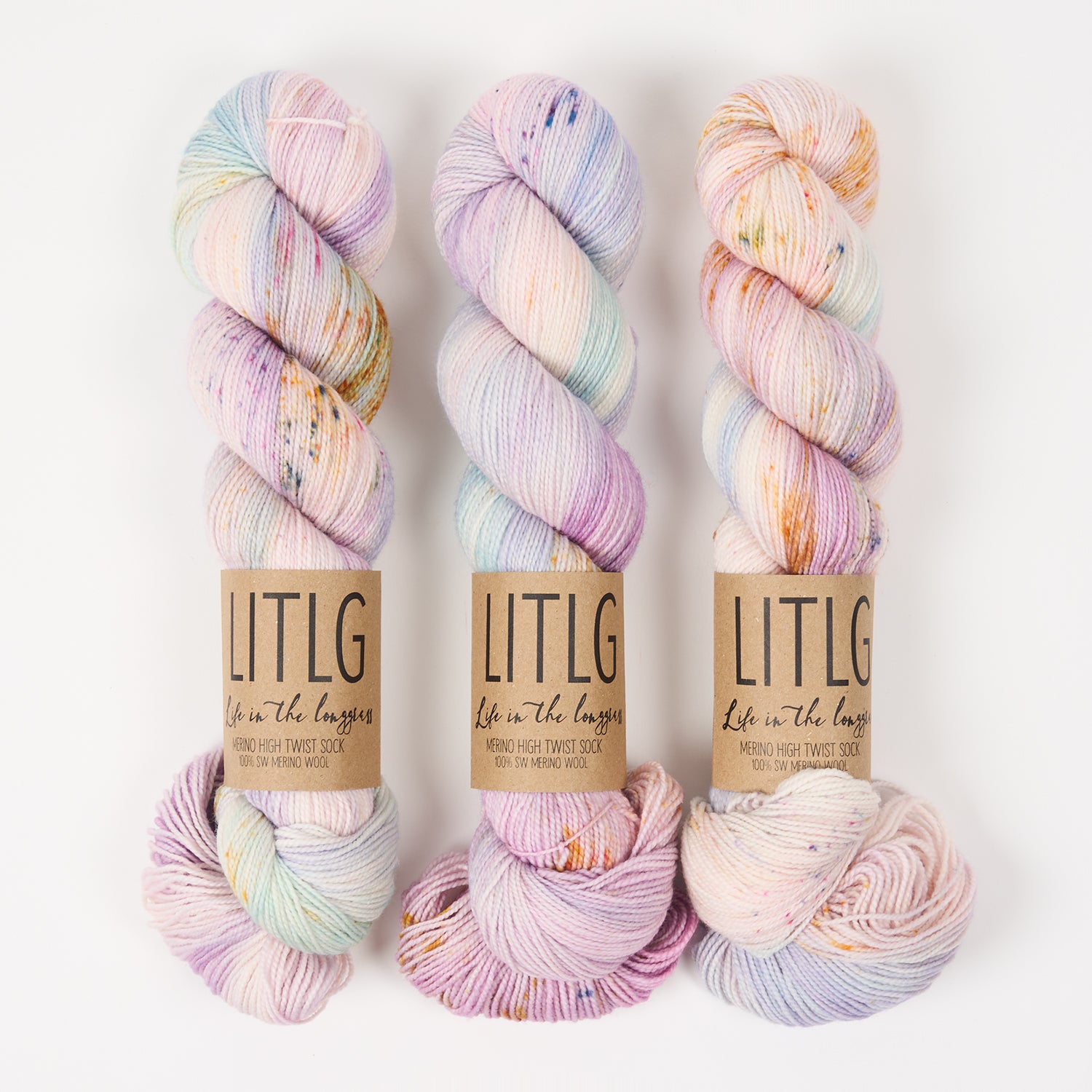 Life in The Long Grass HIGH TWIST SOCK - ROSEHIP Merino wool Fingering rainbow Yarn