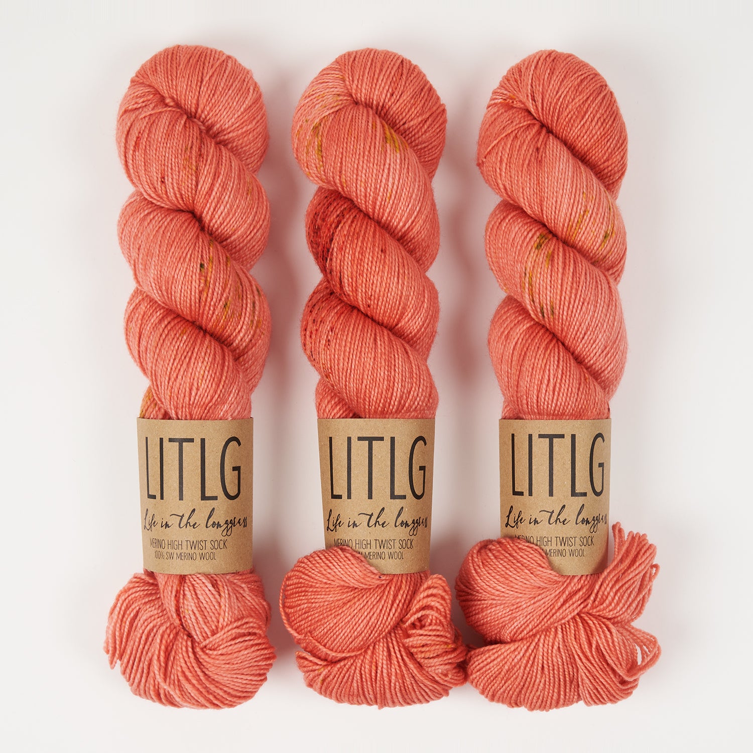 Life in The Long Grass HIGH TWIST SOCK - ROSY MELON Merino wool Fingering coral Yarn