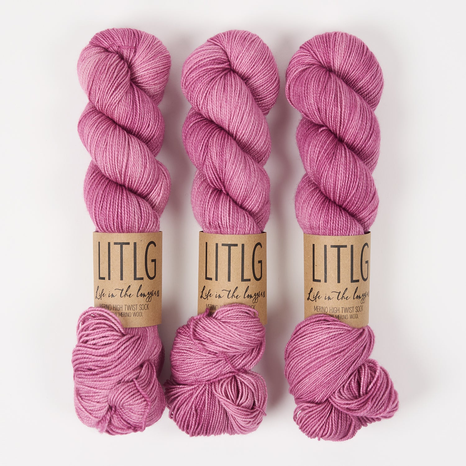Life in The Long Grass HIGH TWIST SOCK - ROUGE Merino wool Fingering pink Yarn