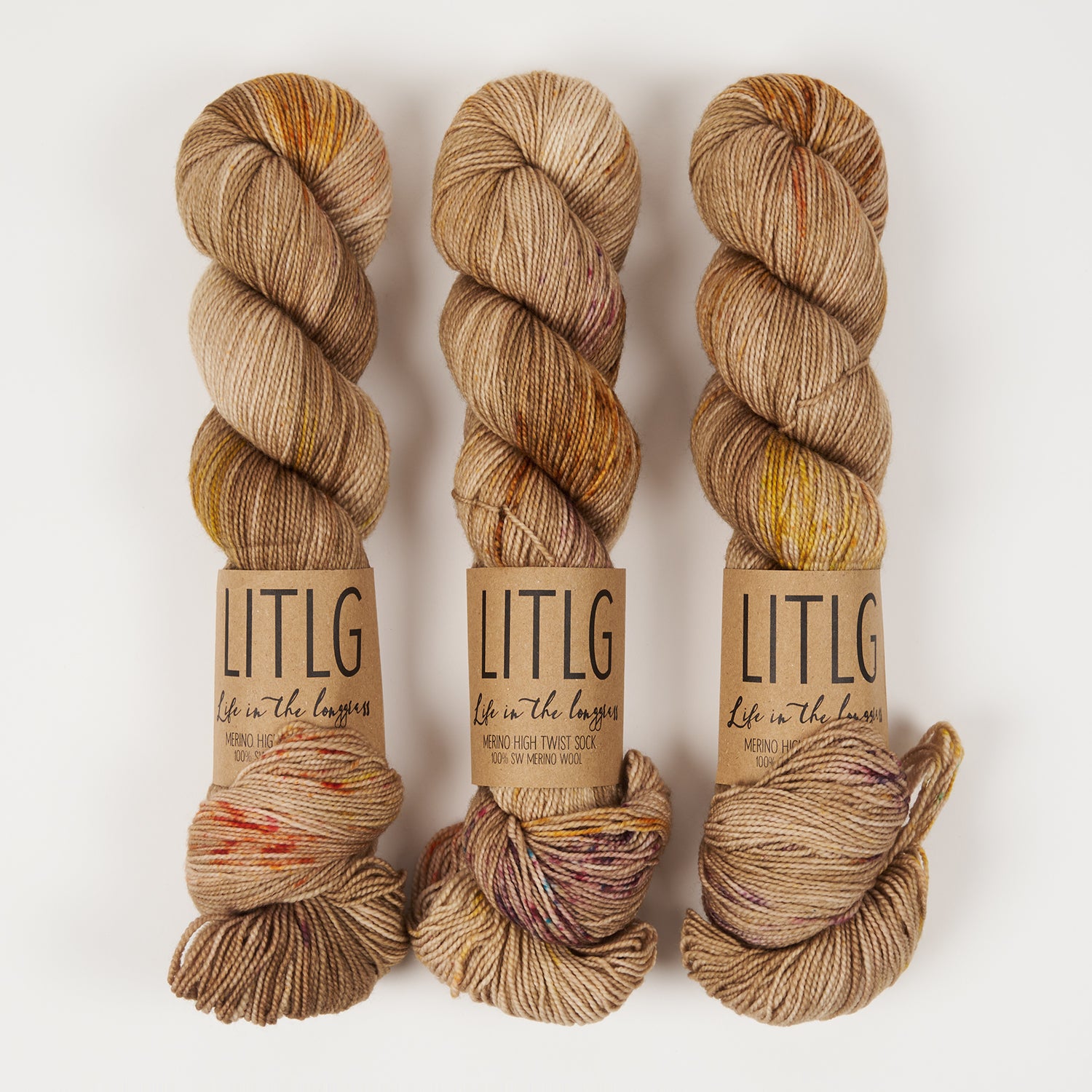 Life in The Long Grass HIGH TWIST SOCK - SEEDHEAD Merino wool Fingering brown Yarn