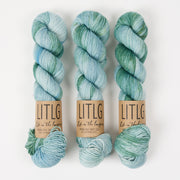 Life in The Long Grass HIGH TWIST SOCK - SHIVER Merino wool Fingering green blue Yarn