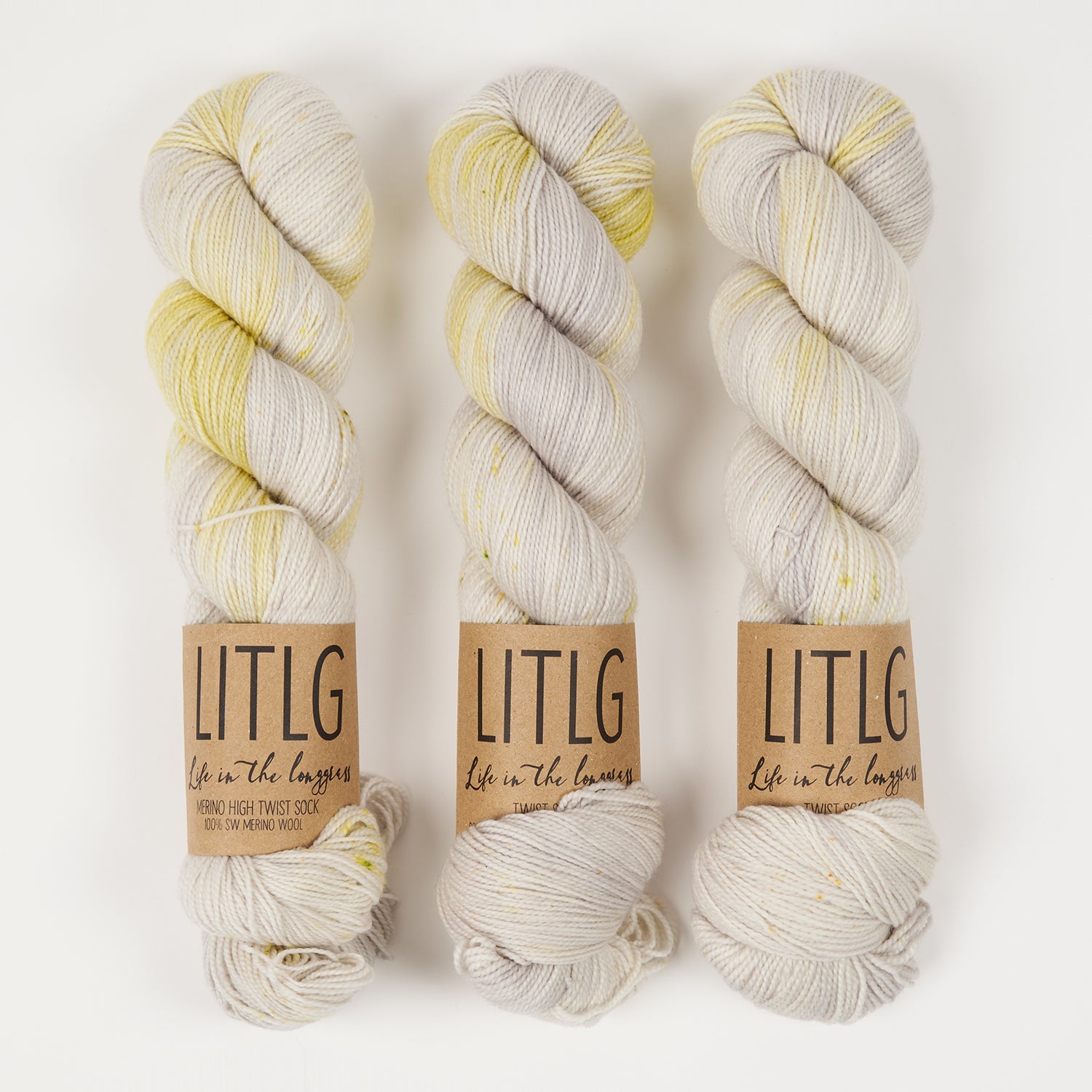 Life in The Long Grass HIGH TWIST SOCK - SILVER BIRCH Merino wool Fingering white Yarn
