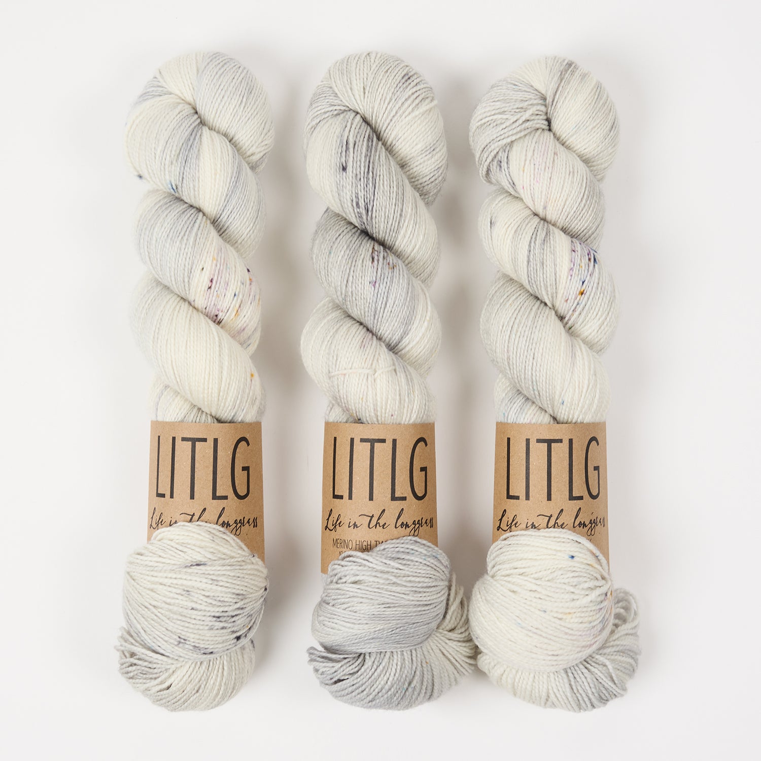 Life in The Long Grass HIGH TWIST SOCK - STONE Merino wool Fingering grey Yarn