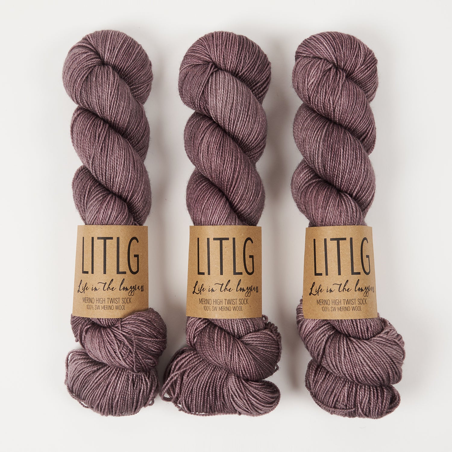 Life in The Long Grass HIGH TWIST SOCK - STORM Merino wool Fingering grey Yarn