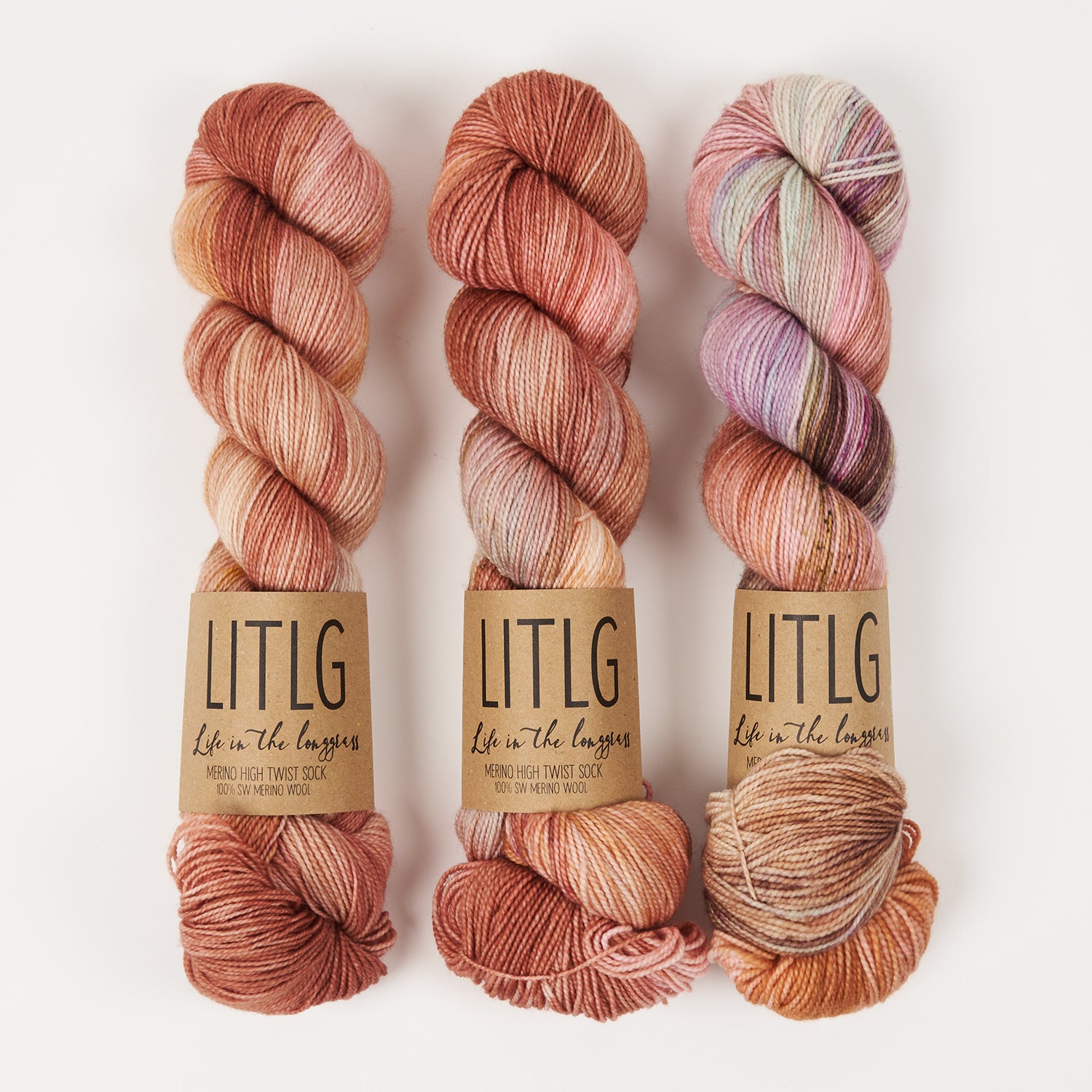 Life in The Long Grass HIGH TWIST SOCK - TAWNEY Merino wool Fingering rainbow Yarn
