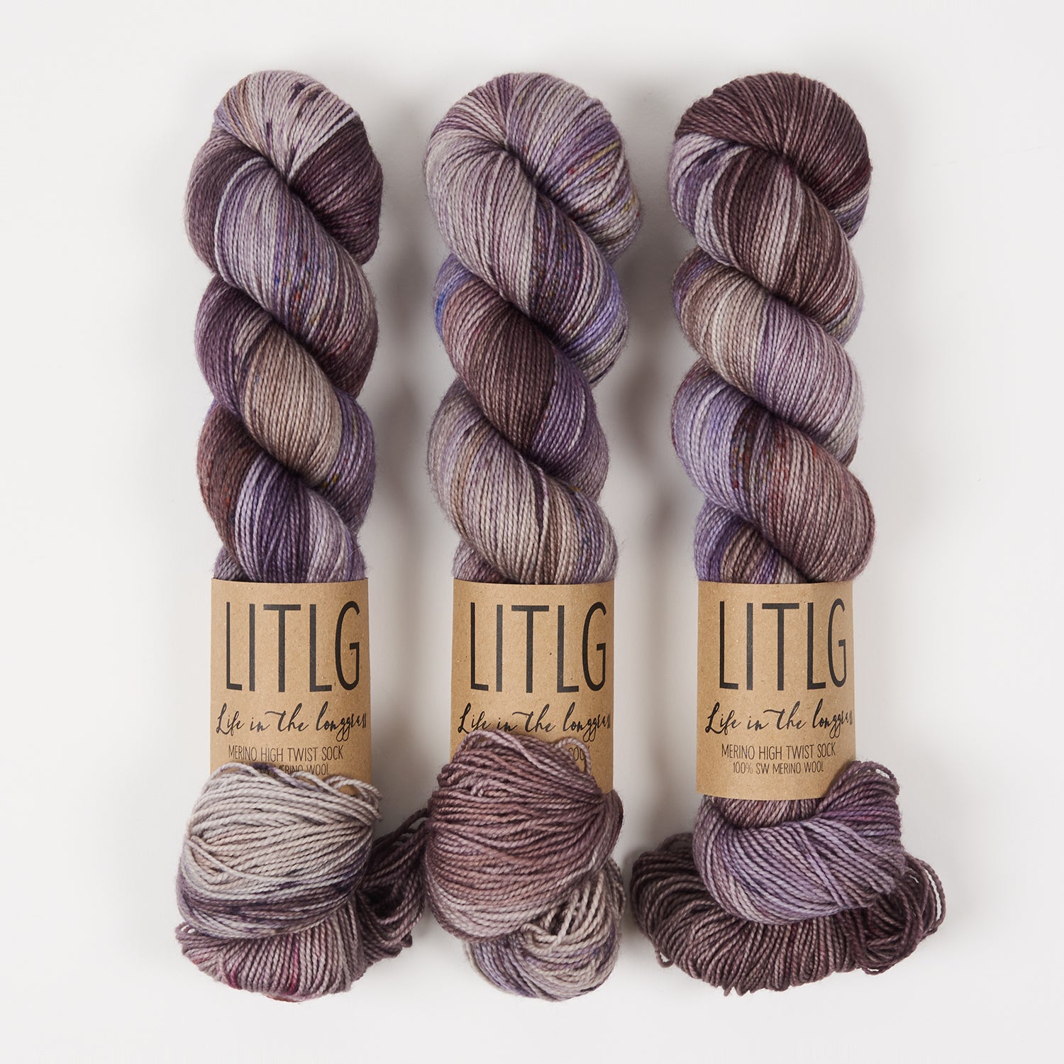 Life in The Long Grass HIGH TWIST SOCK - TREE BARK Merino wool Fingering fuchsia Yarn