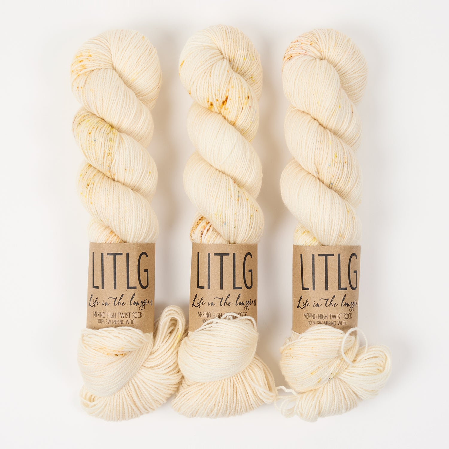 Life in The Long Grass HIGH TWIST SOCK - TWINKLE Merino wool Fingering beige Yarn