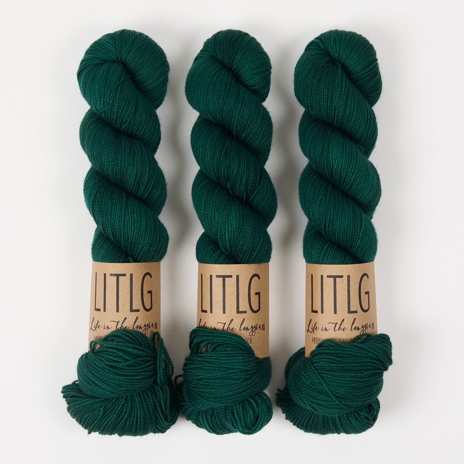 Life in The Long Grass HIGH TWIST SOCK - WOLF GREEN Merino wool Fingering green Yarn