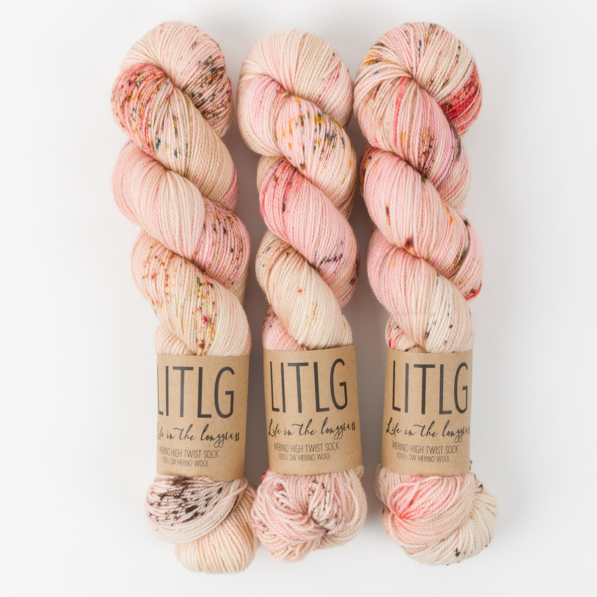 Life in The Long Grass HIGH TWIST SOCK - BEACHCOMBER Merino wool Fingering pink Yarn