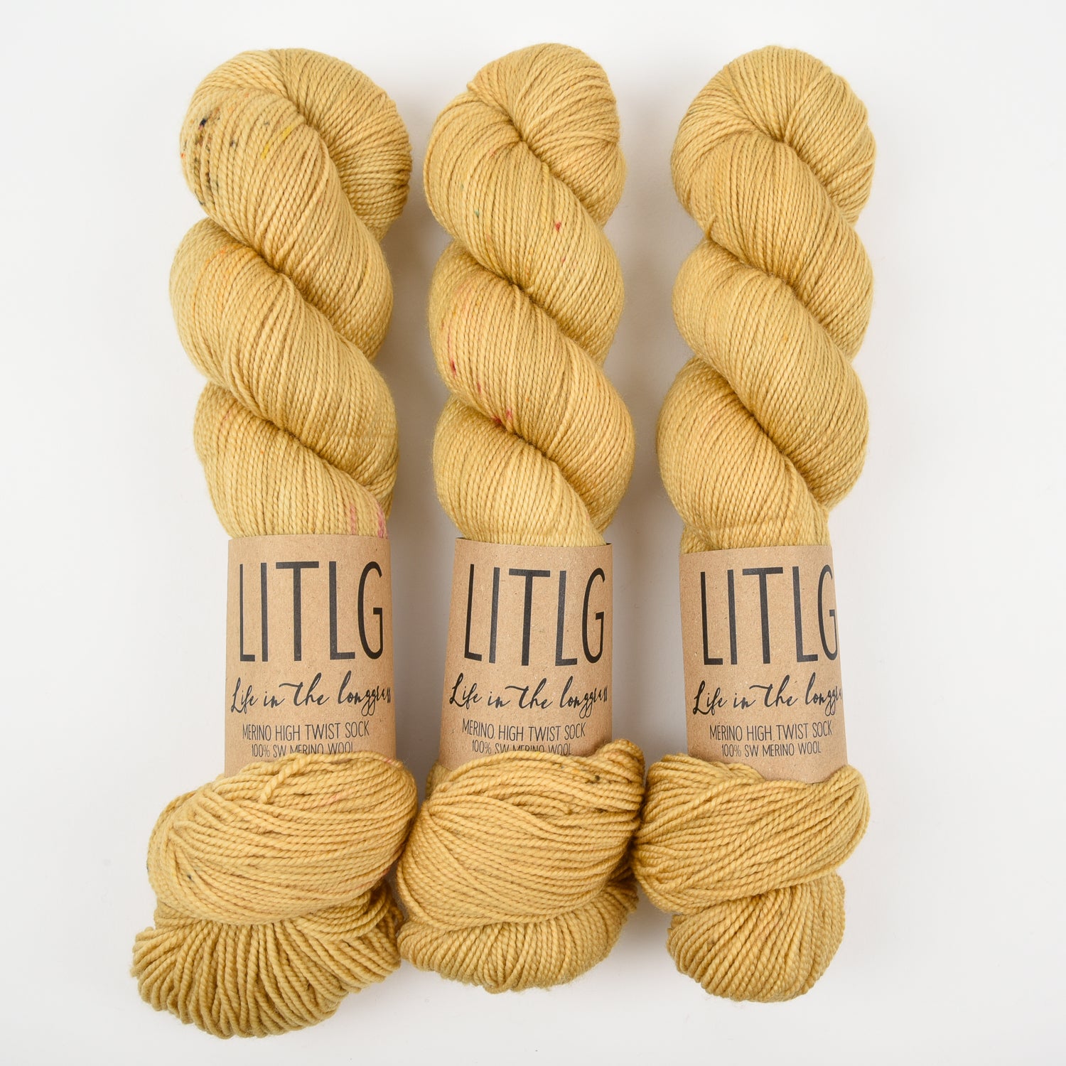 Life in The Long Grass HIGH TWIST SOCK - CHAI Merino wool Fingering yellow Yarn