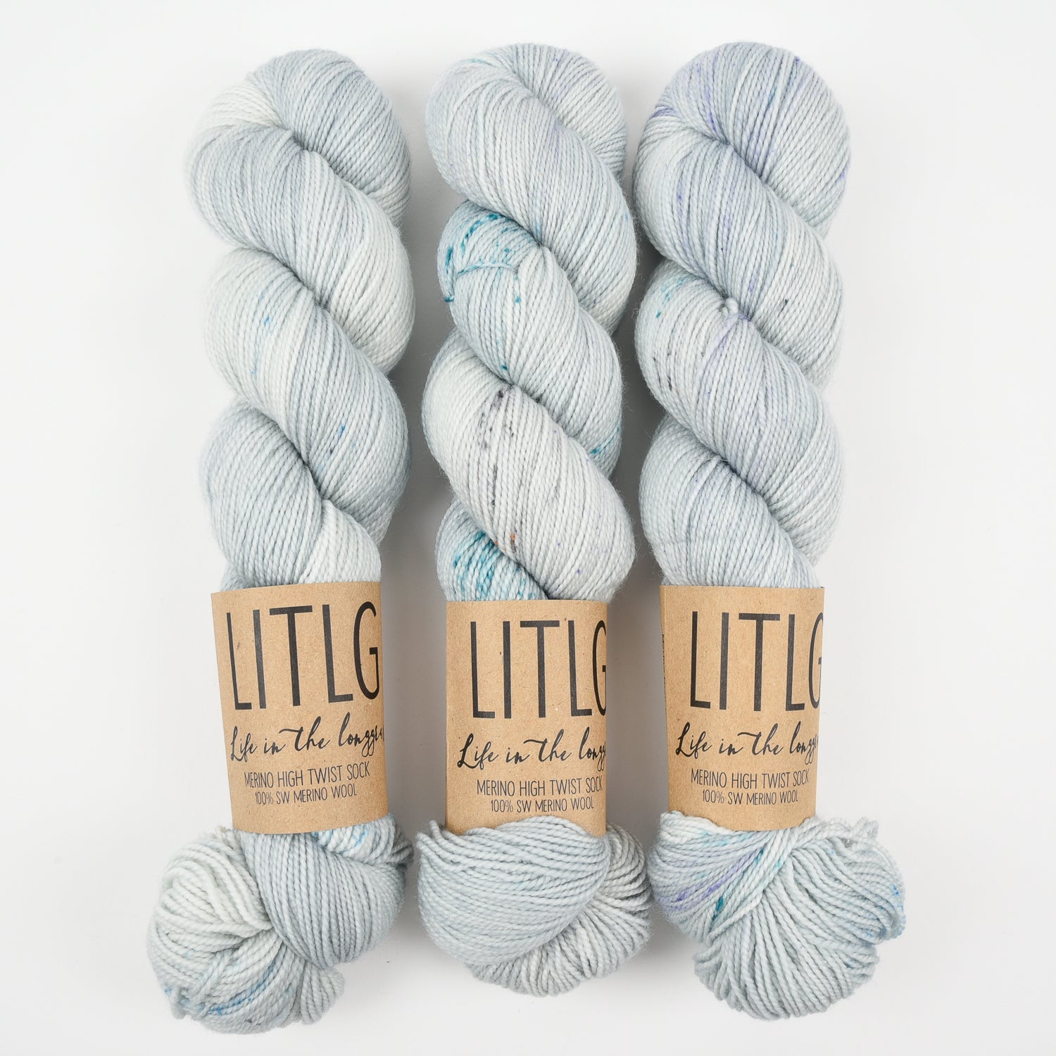 Life in The Long Grass HIGH TWIST SOCK - FLURRY Merino wool Fingering blue Yarn