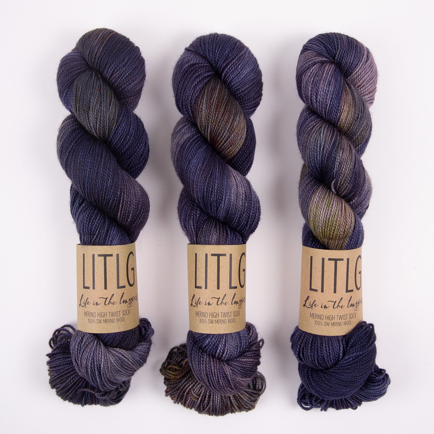 Life in The Long Grass HIGH TWIST SOCK - INTERSTELLAR Merino wool Fingering blue multicolour Yarn
