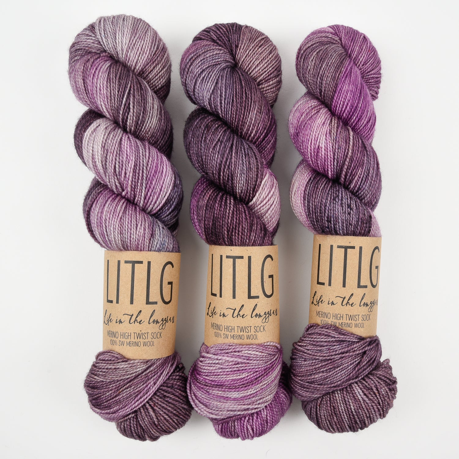 Life in The Long Grass HIGH TWIST SOCK - SOULSKIN Merino wool Fingering purple Yarn