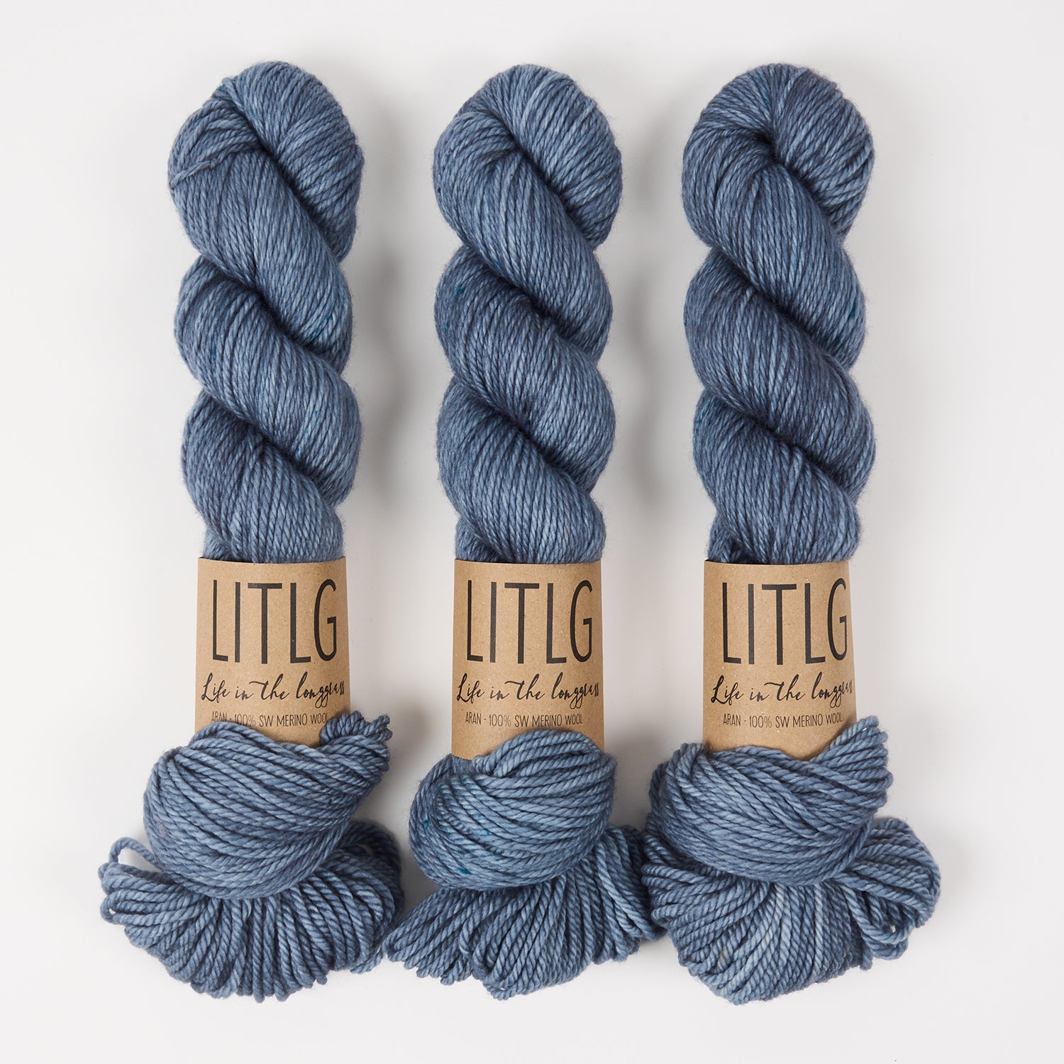 Life in The Long Grass LITLG MERINO ARAN - BLUE ICE Merino wool Aran blue Yarn