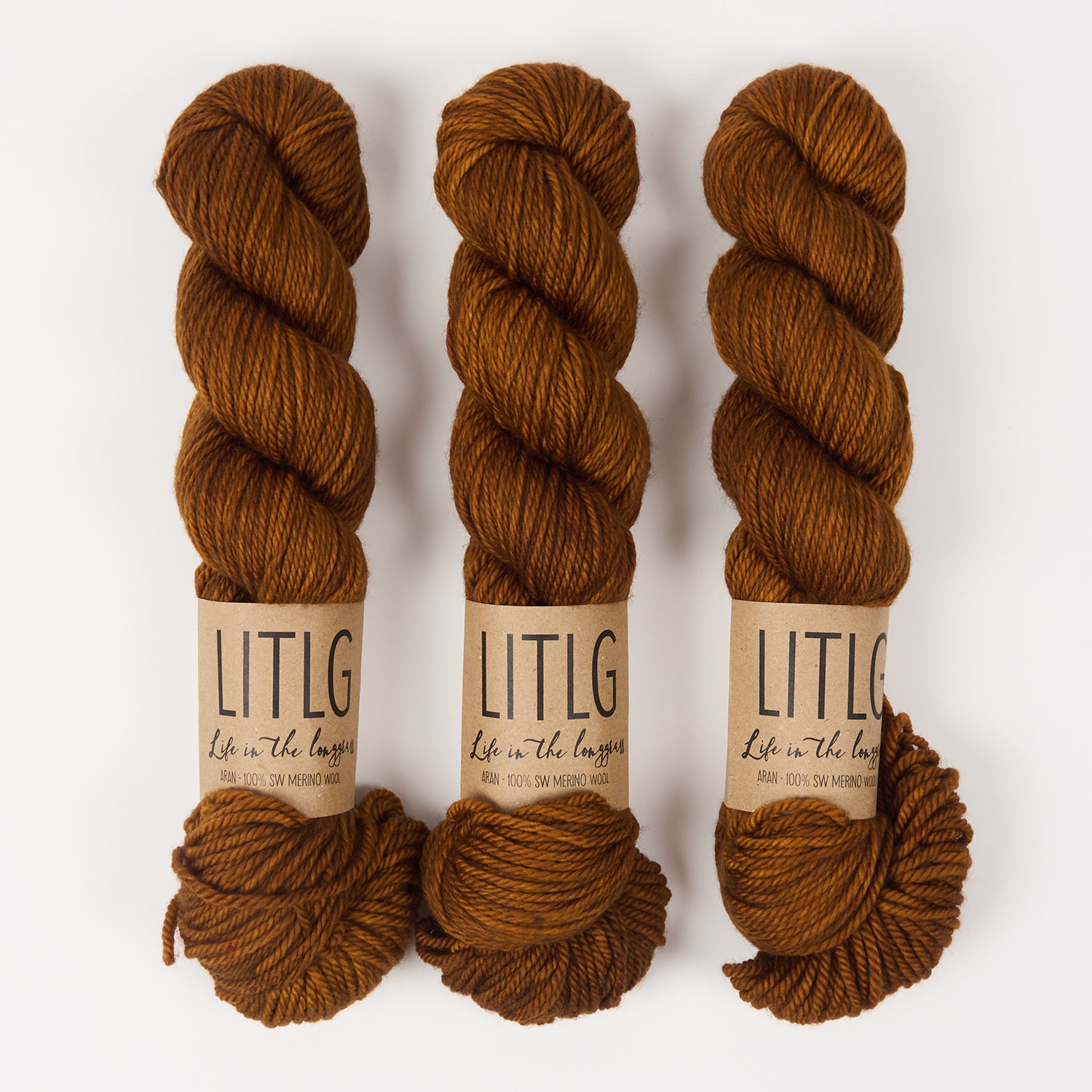 Life in The Long Grass LITLG MERINO ARAN - HIBERKNIT Merino wool Aran brown Yarn