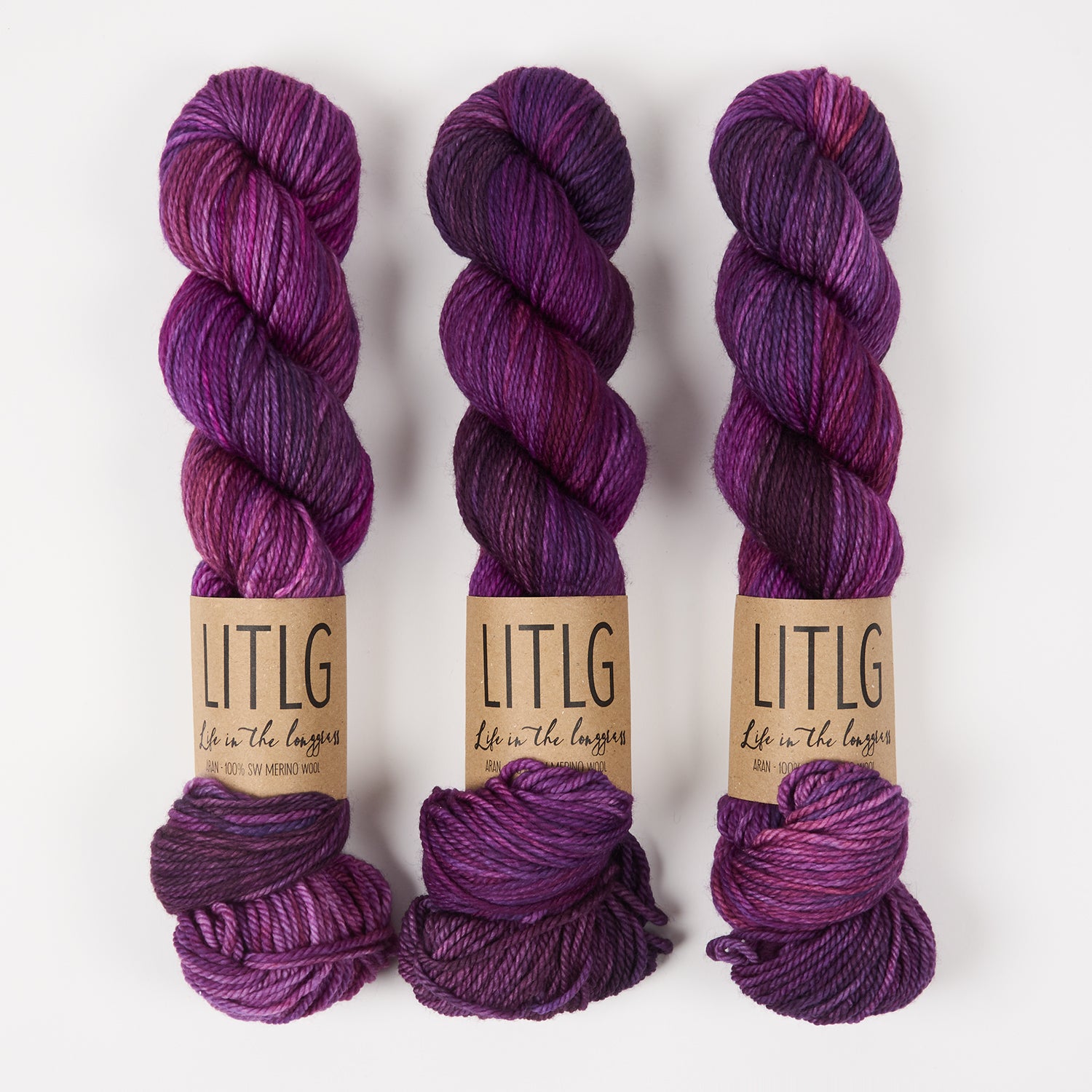 Life in The Long Grass LITLG MERINO ARAN - ROSE GARNET Merino wool Aran purple Yarn