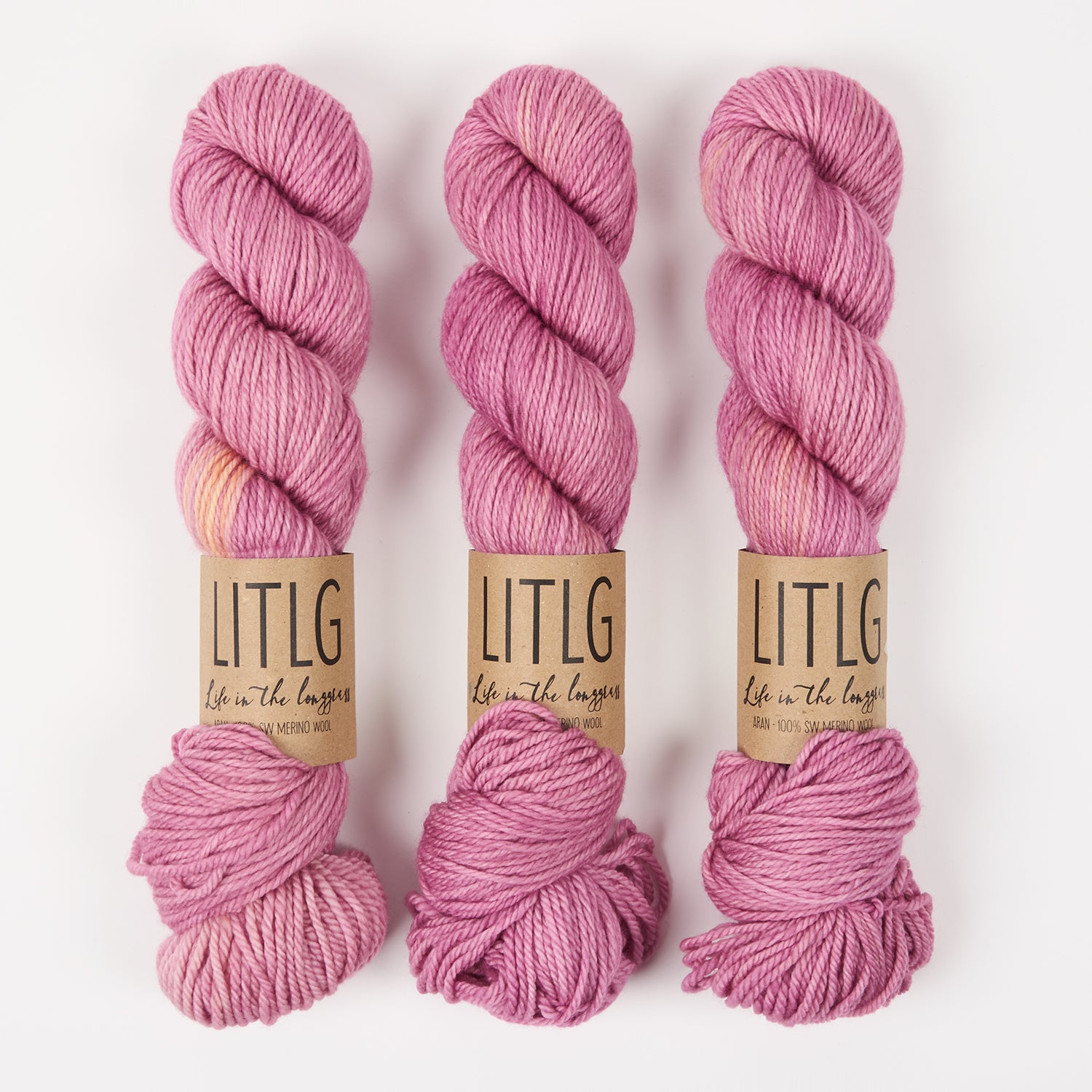 Life in The Long Grass LITLG MERINO ARAN - ROUGE Merino wool Aran pink Yarn