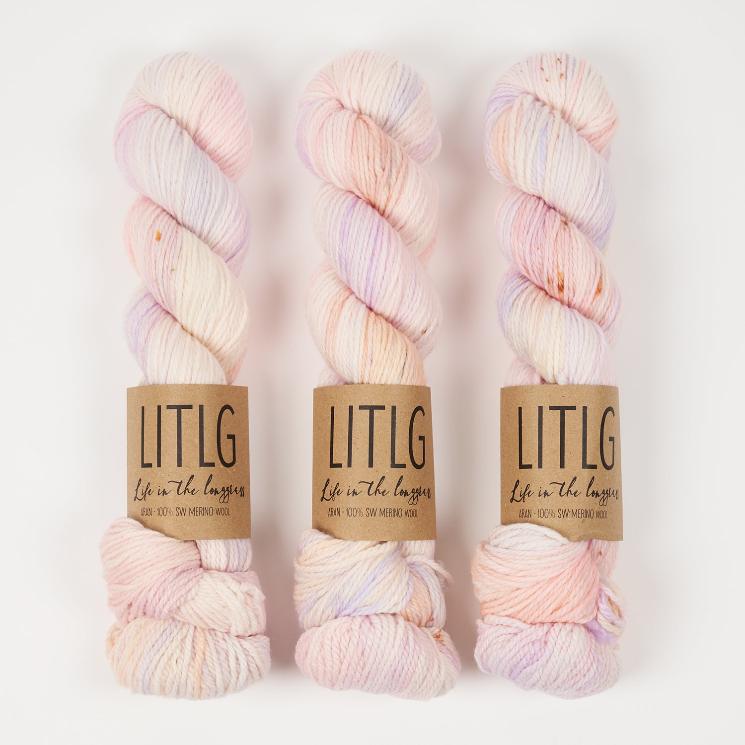 Life in The Long Grass LITLG MERINO ARAN - BILLOW Merino wool Aran pink multicolor Yarn