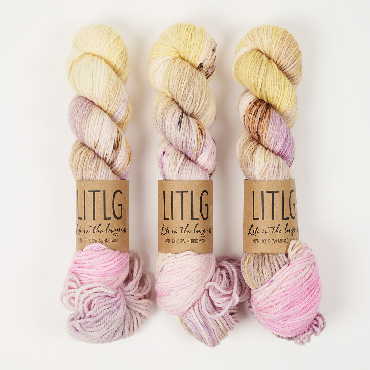 Life in The Long Grass LITLG MERINO ARAN - CLOUDSCAPE Merino wool Aran multicolour yellow pink Yarn