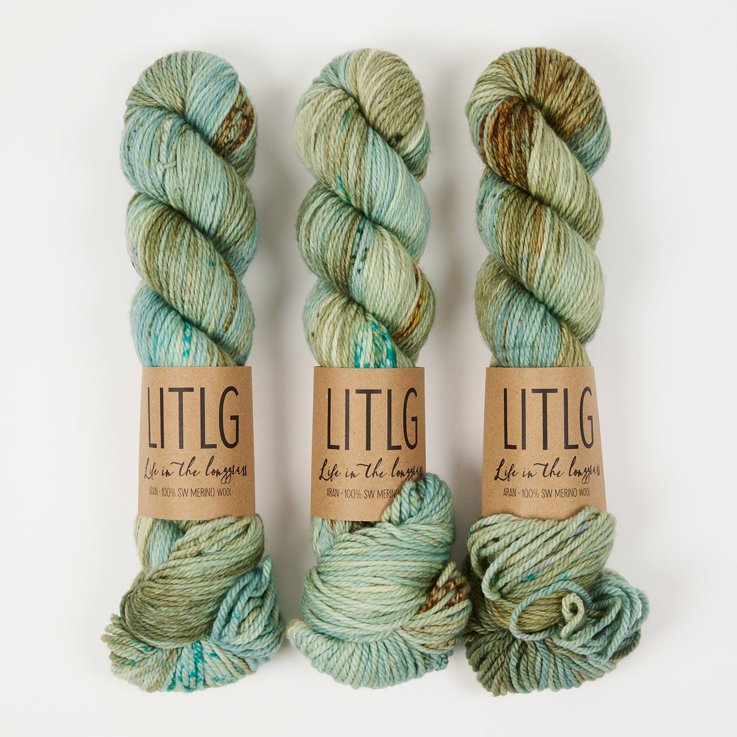 Life in The Long Grass LITLG MERINO ARAN - CONNEMARA MARBLE Merino wool Aran green Yarn