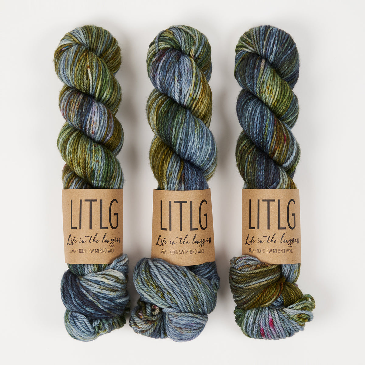 Life in The Long Grass LITLG MERINO ARAN - MOORLANDS Merino wool Aran multicolour green Yarn