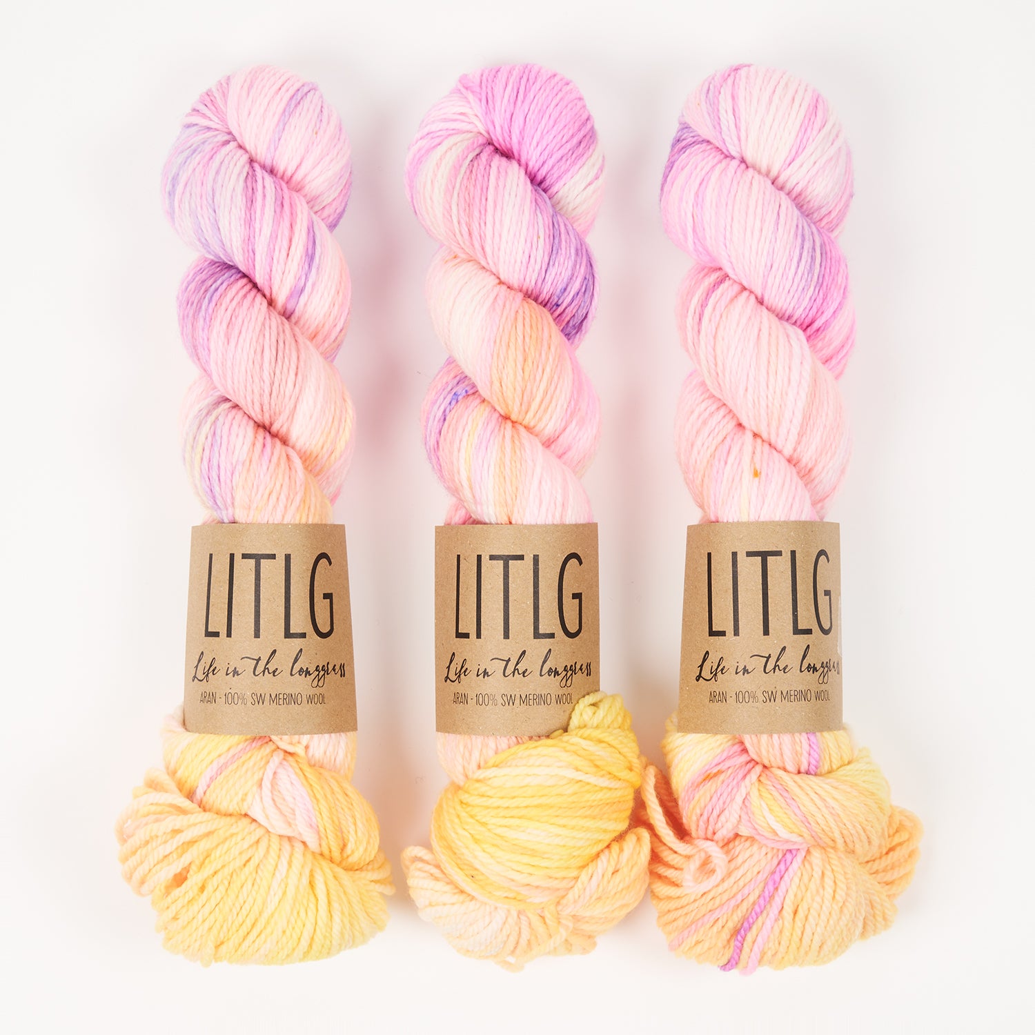 Life in The Long Grass LITLG MERINO ARAN - VIRTUAL Merino wool Aran multicolour pink Yarn