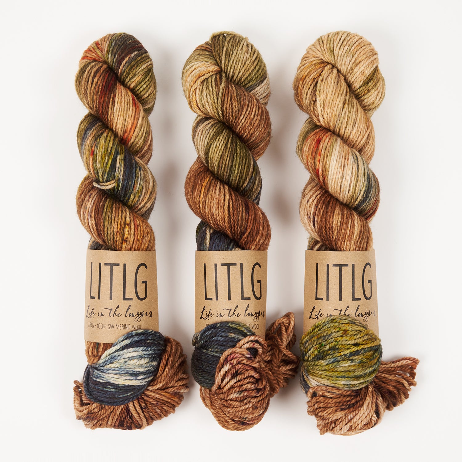 Life in The Long Grass LITLG MERINO ARAN - WINTERVIEW Merino wool Aran multicolour brown Yarn