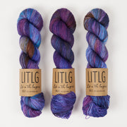 Life in The Long Grass LITLG SINGLES - AMETHYST Merino wool Fingering purple multicolour blue Yarn