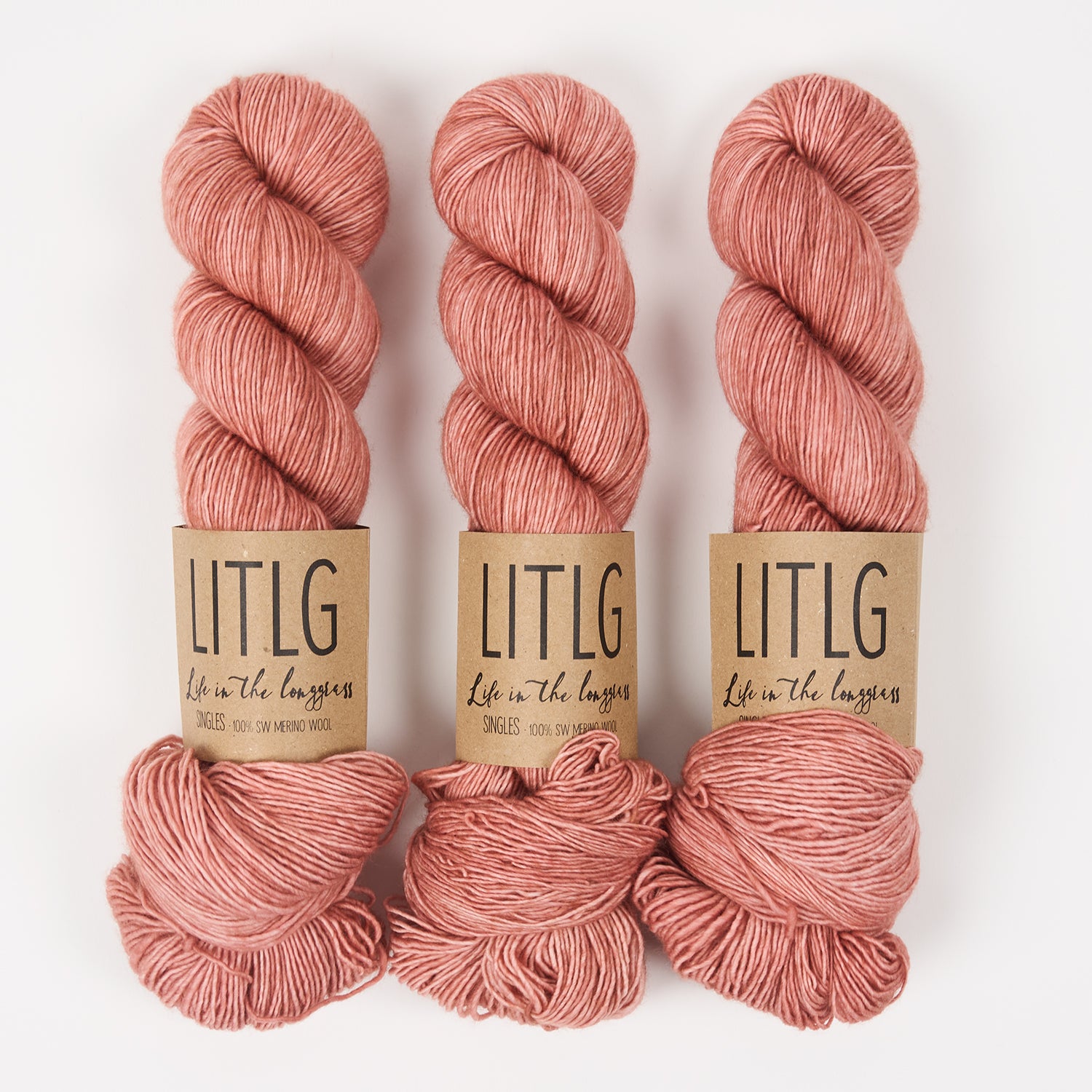 Life in The Long Grass LITLG SINGLES - ANTIQUE Merino wool Fingering peach coral Yarn