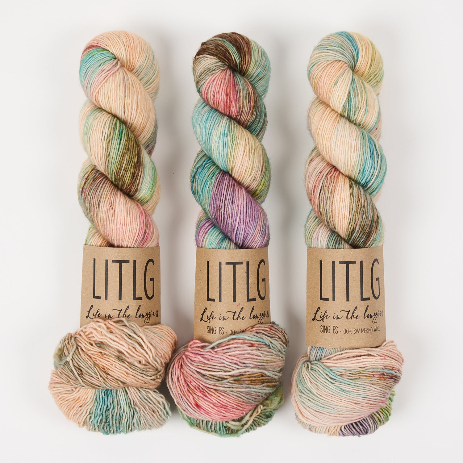 Life in The Long Grass LITLG SINGLES - CORAL REEF Merino wool Fingering rainbow Yarn