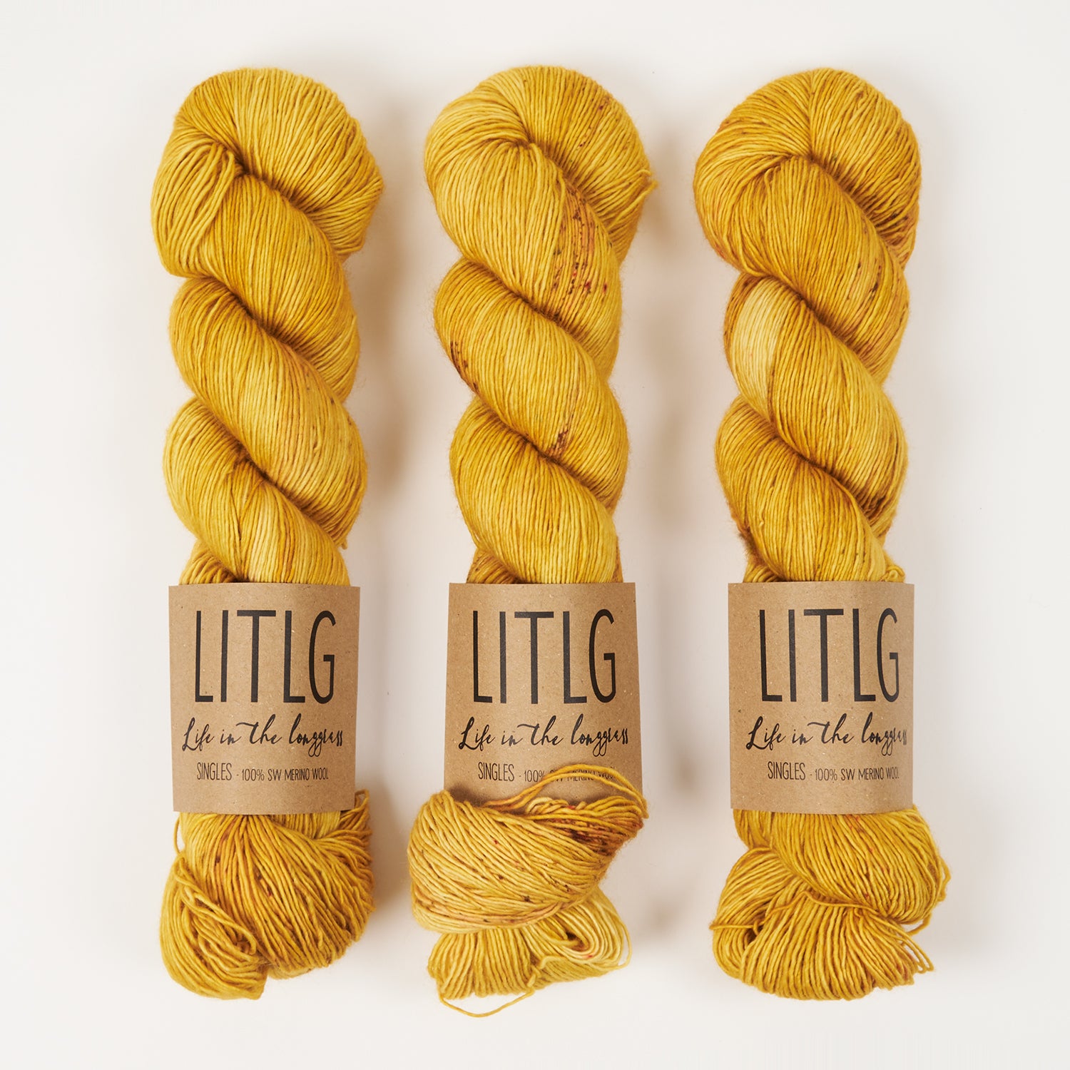 Life in The Long Grass LITLG SINGLES - EMBER Merino wool Fingering yellow Yarn