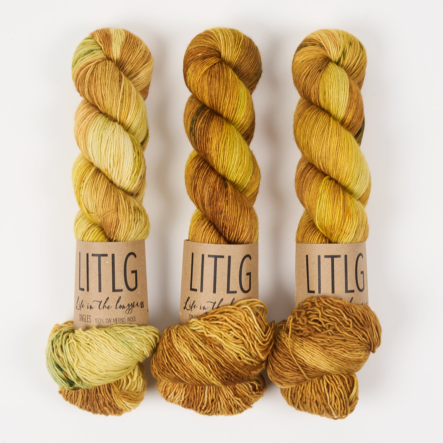 Life in The Long Grass LITLG SINGLES - GORSE Merino wool Fingering yellow Yarn