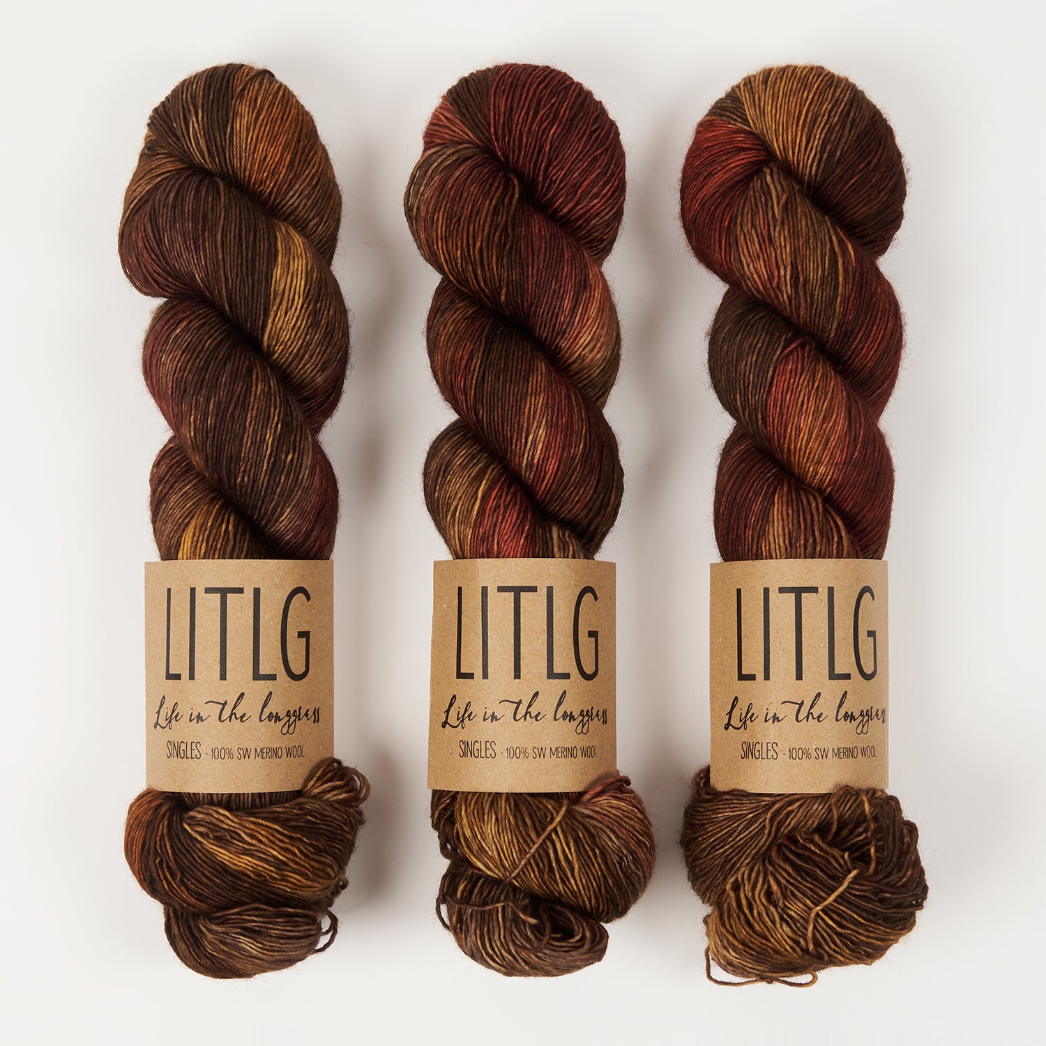 Life in The Long Grass LITLG SINGLES - IN THE WOODS Merino wool Fingering brown Yarn