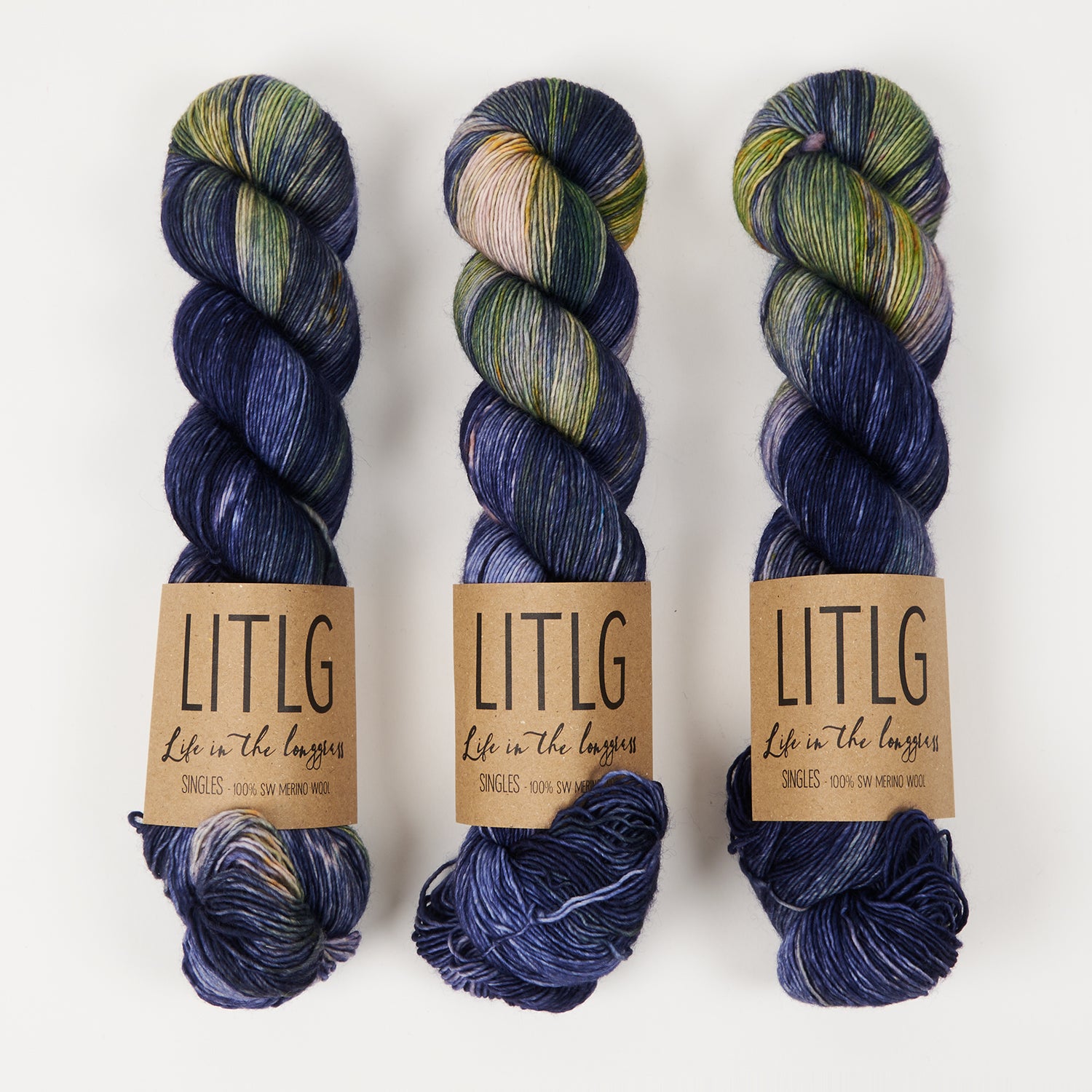 Life in The Long Grass LITLG SINGLES - INTERSTELLAR Merino wool Fingering multicolour blue Yarn