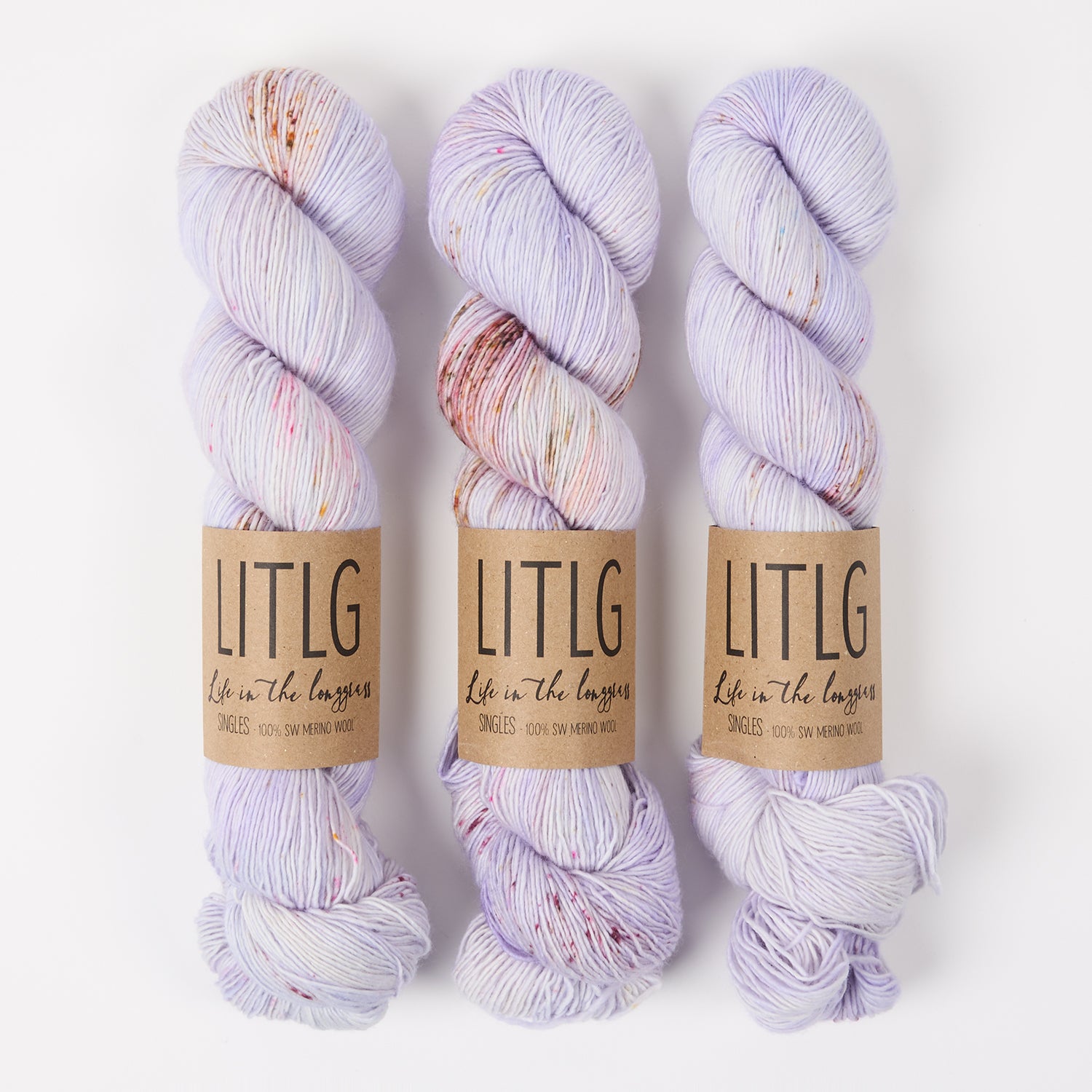 Life in The Long Grass LITLG SINGLES - LAVENDER ICE Merino wool Fingering purple Yarn