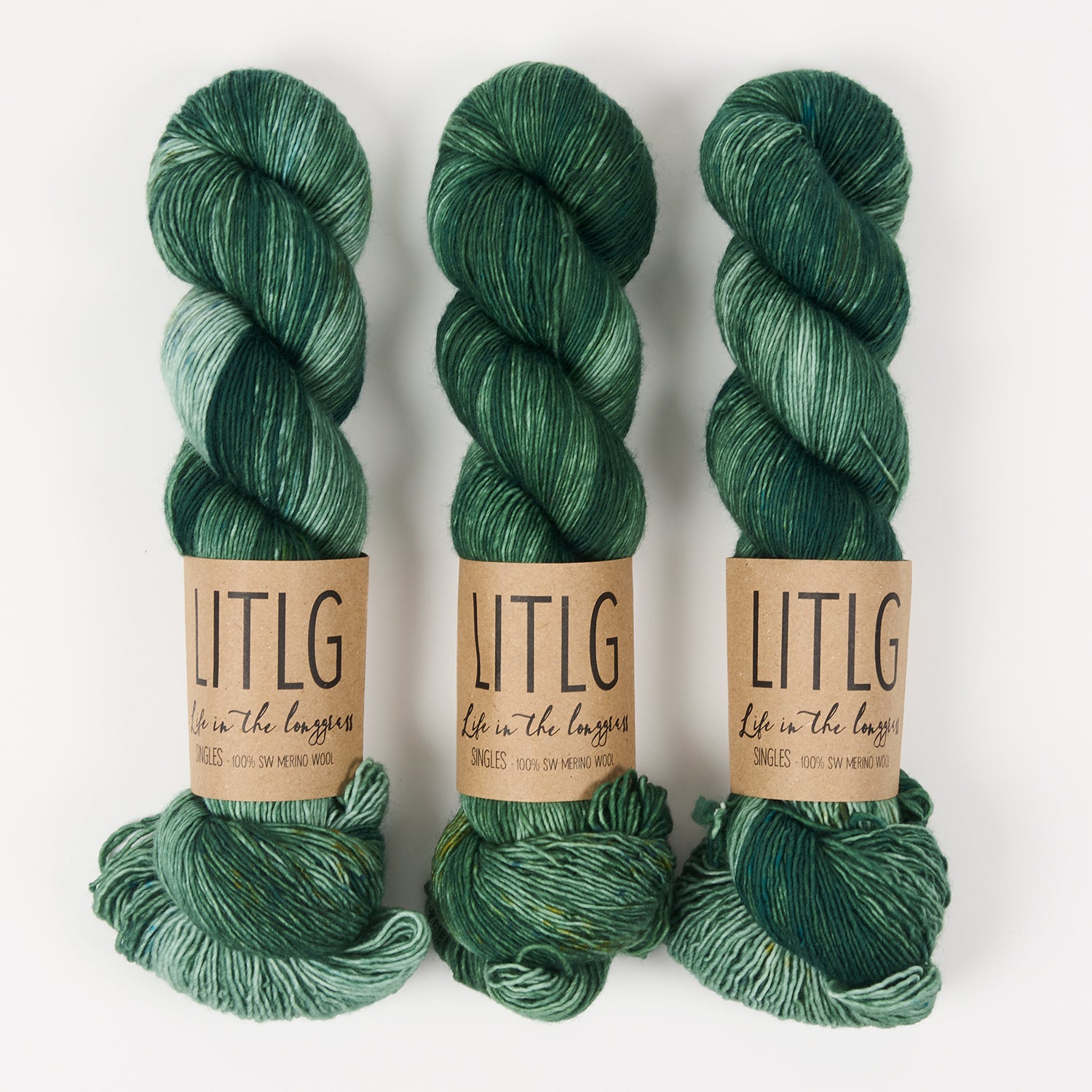 Life in The Long Grass LITLG SINGLES - SPRUCE Merino wool Fingering green Yarn