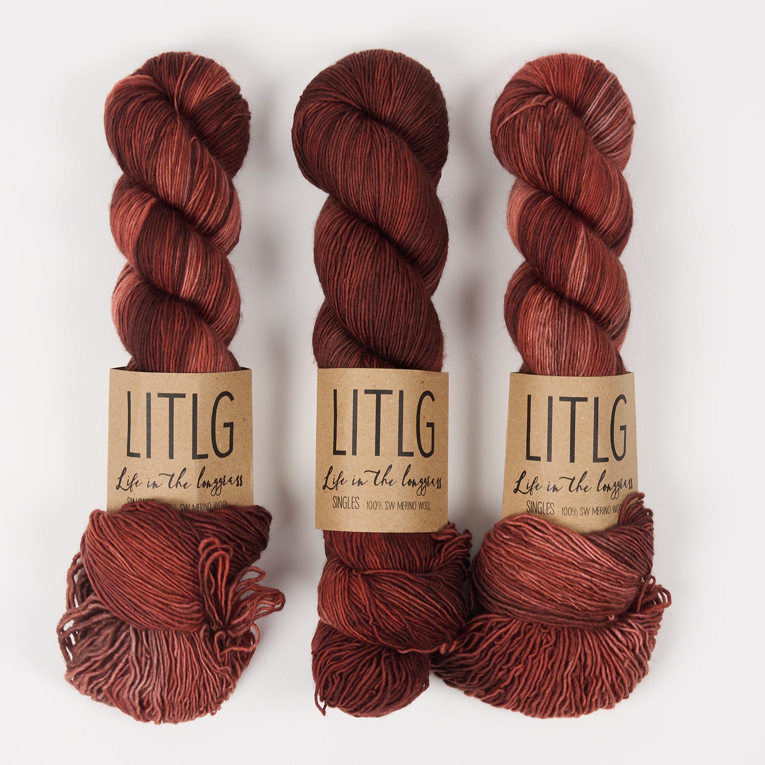 Life in The Long Grass LITLG SINGLES - TERRACOTTA Merino wool Fingering brown Yarn