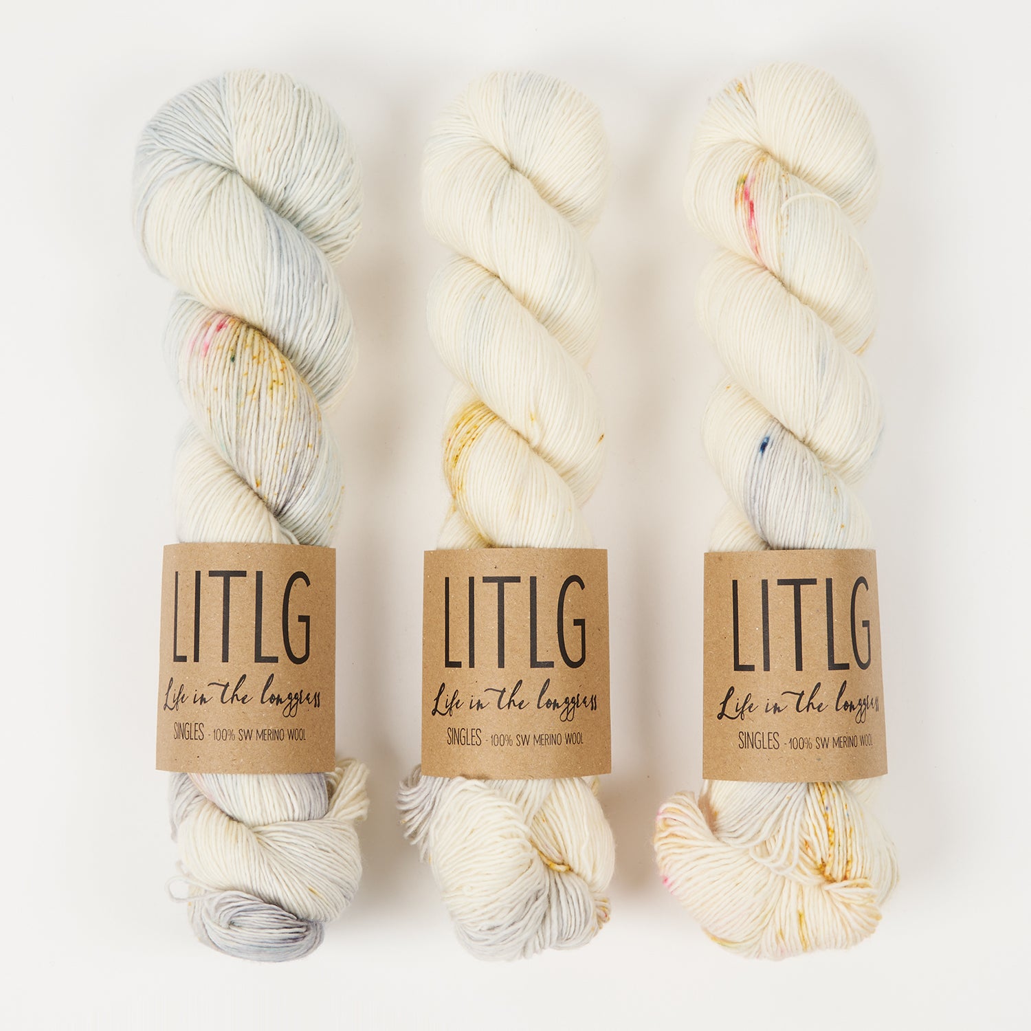 Life in The Long Grass LITLG SINGLES - WOLF Merino wool Fingering white cream Yarn